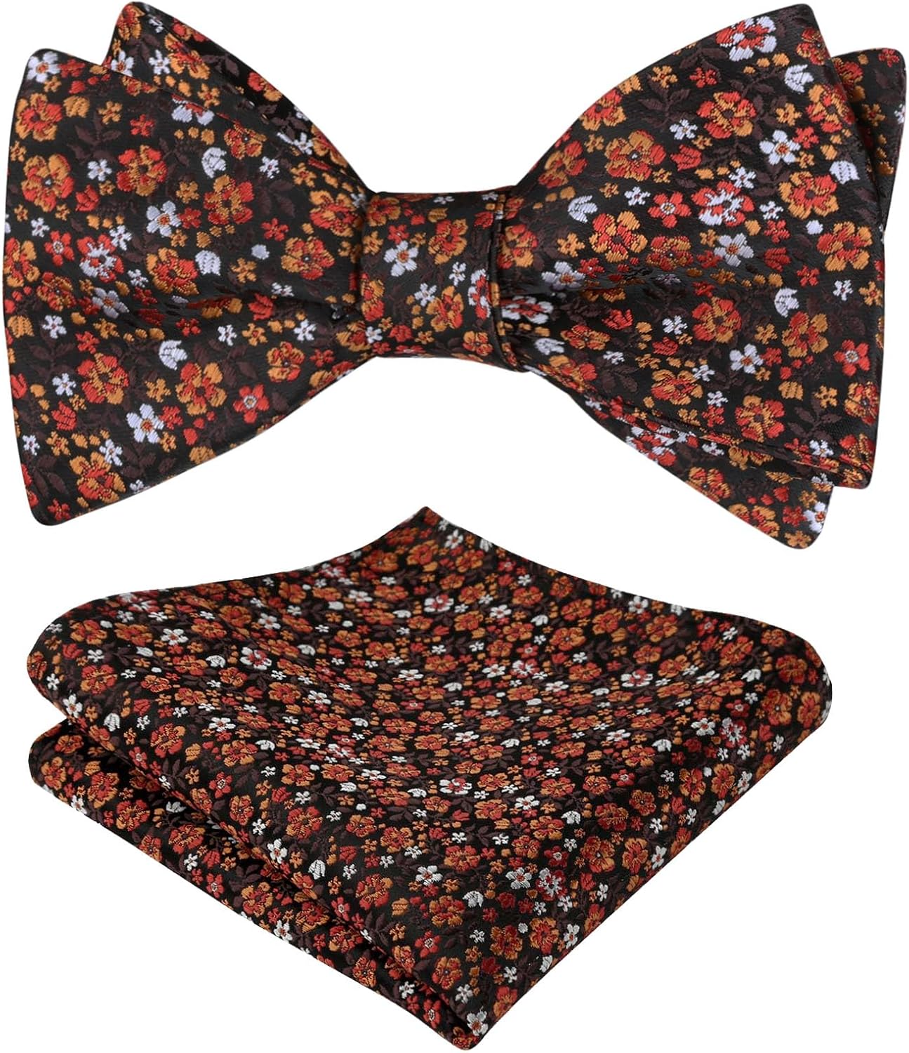 Alizeal Floral Pattern Bow Tie & Pocket Square Set for Men