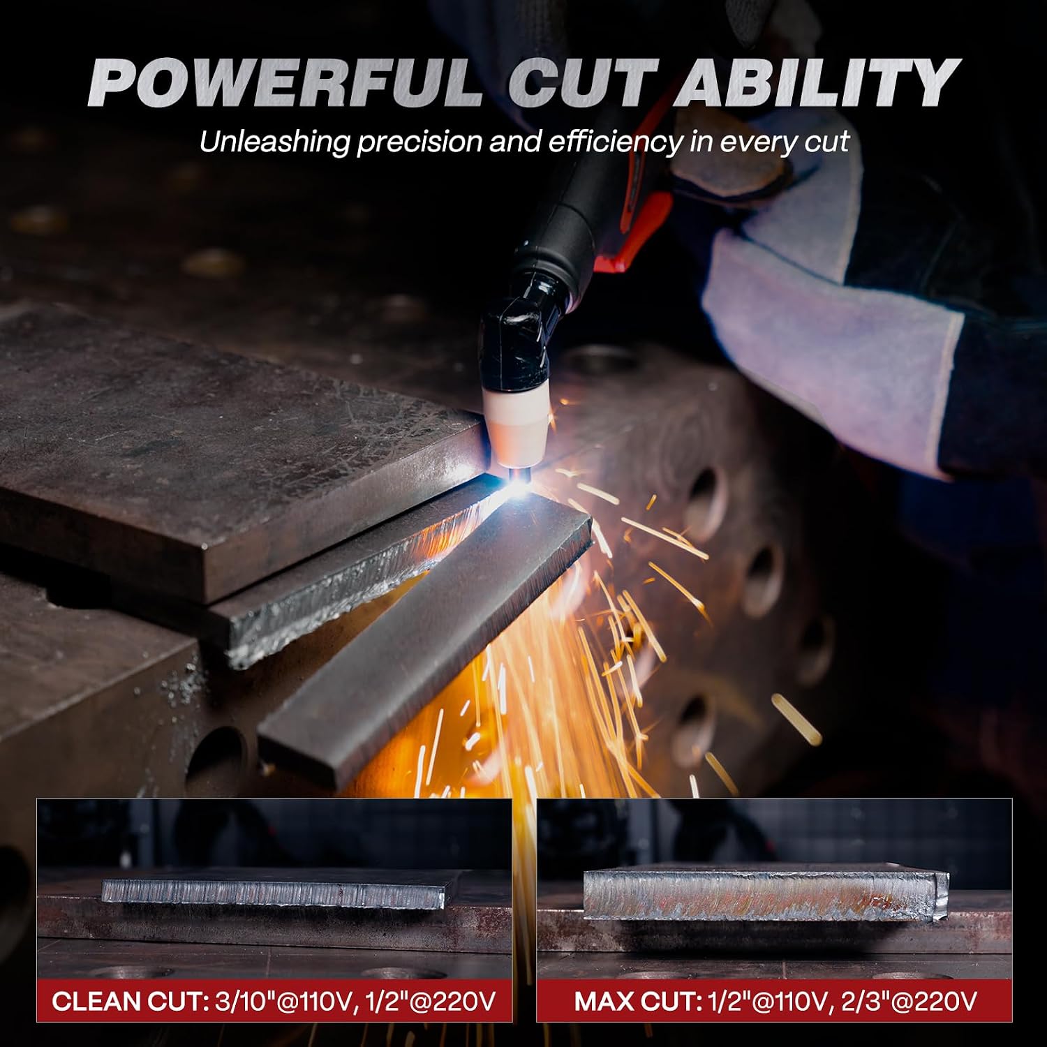 Detalle de ARCCAPTAIN CUT50 Plasma Cutter, 50A Dual Voltage, LED Display, 1/2-Inch Clean Cut