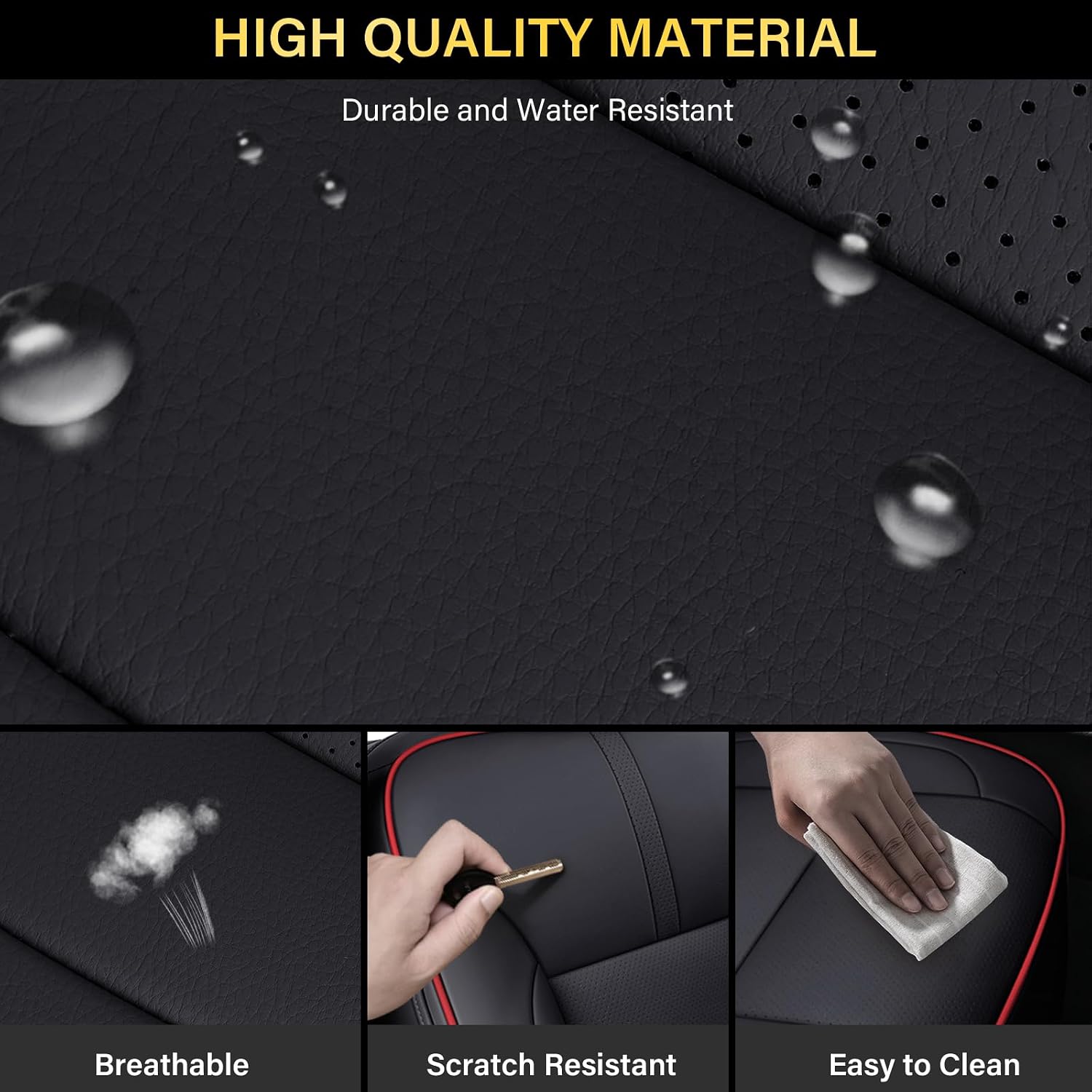 Detalle 2 de Coverado Chevy Silverado Seat Covers Full Set (Faux Leather) for 2014-2018 1500 & 2015-2019 2500HD/3500HD
