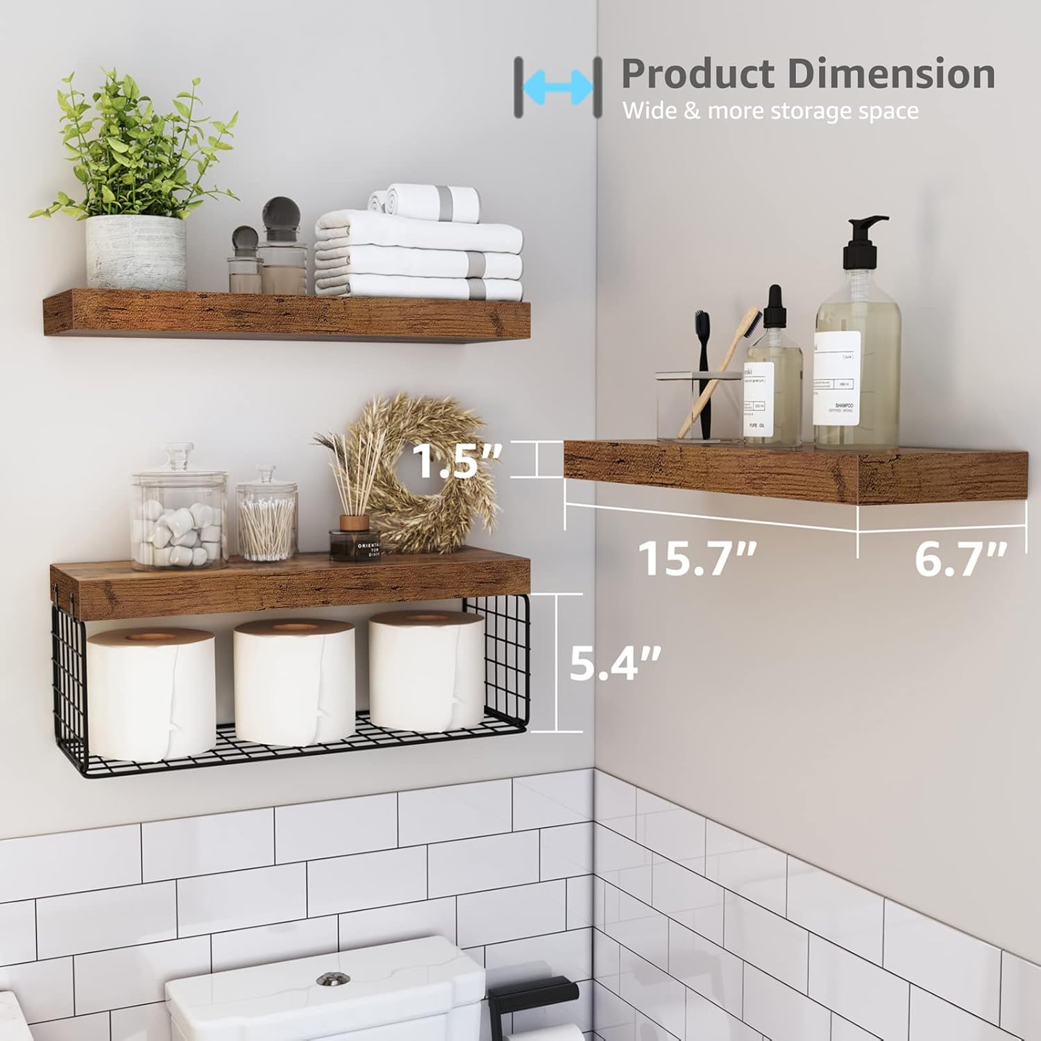 Detalle de QEEIG 16 inch Bathroom Shelf Set 🏡