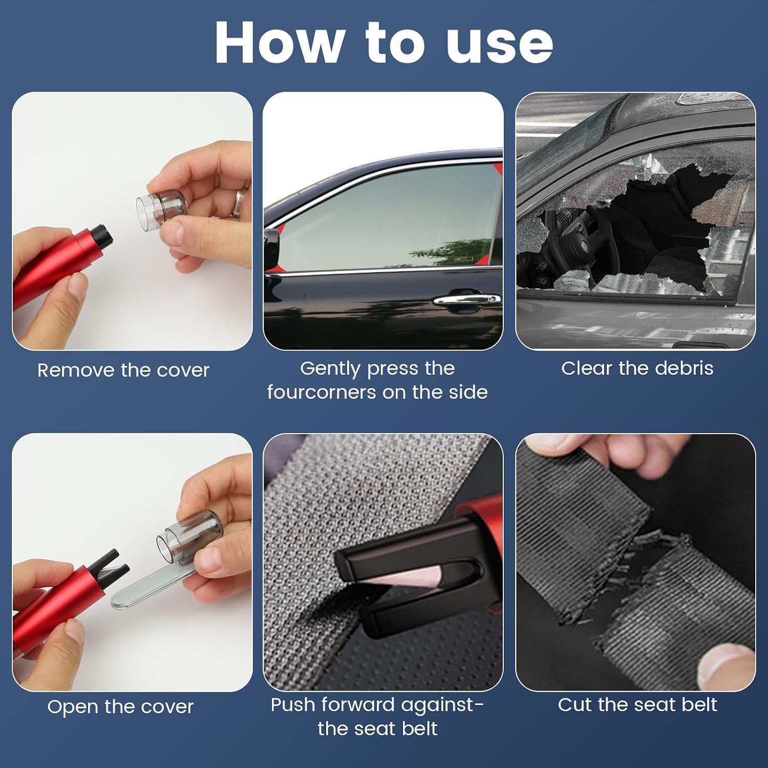 Thumbnail 3 de ZUYIST 2PCS Safe Hammer for Car Windows – Portable Escape Tool with Seat Belt Cutter (Style 1)
