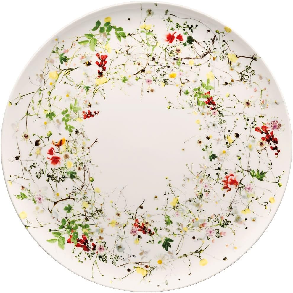 Detalle de Rosenthal Brillance Fleurs Sauvages – talerz prezentacyjny z porcelany kostnej, 32 cm