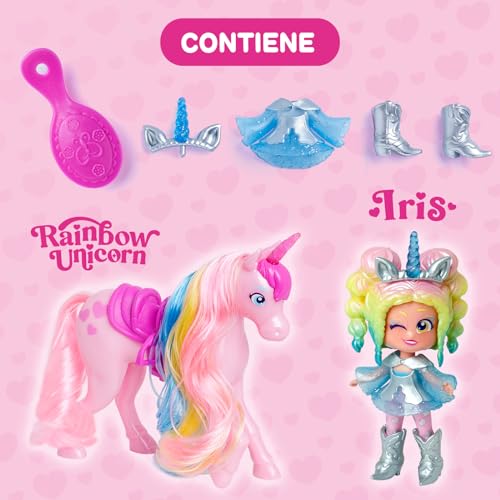 Thumbnail 2 de KOOKYLOOS Rainbow Unicorn unicornio con pelo real y muñeca Iris