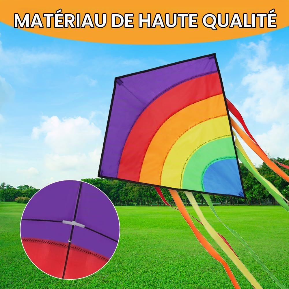 Thumbnail 3 de Aomig regenboogvlieger in ruitvorm, 65 x 75 cm, polyester en glasvezel