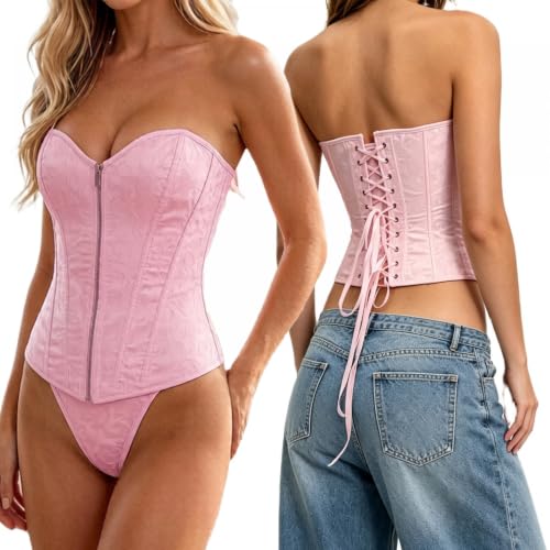 Thumbnail 6 de Lshyuehao A-Pink Corset Top with Shorts, S, Jacquard and Front Zip