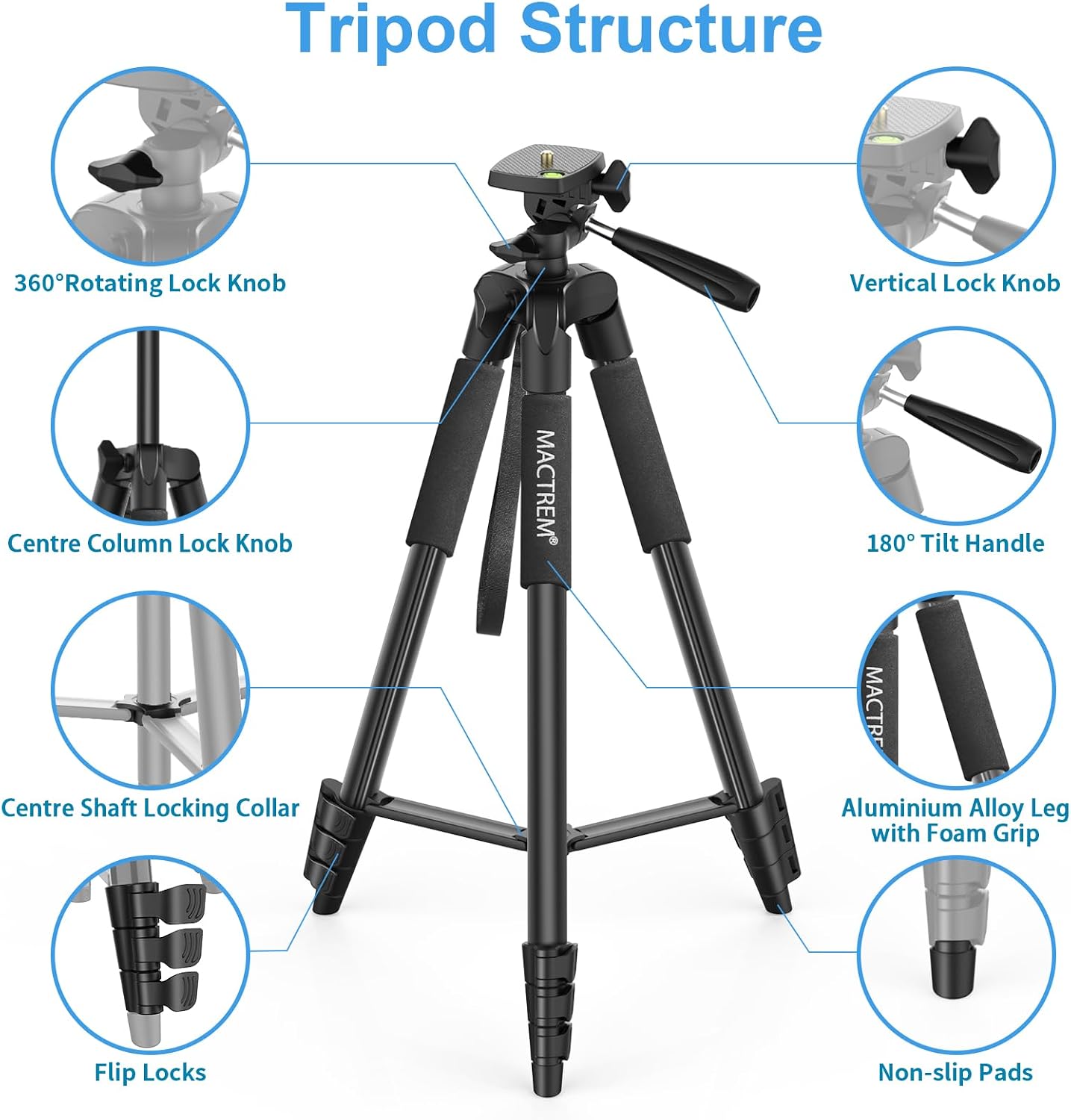Detalle de Phone Tripod 165cm lightweight tripod