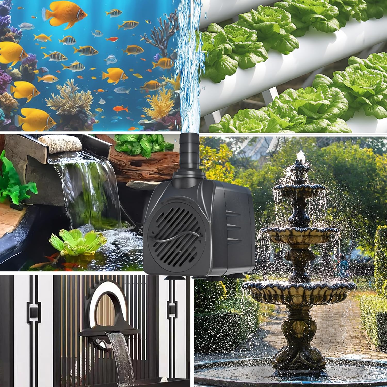 Detalle 2 de Knifel Springbrunnenpumpe 10W 600L/H – leise, geschützt vor Überhitzung, 1,5 m Kabel