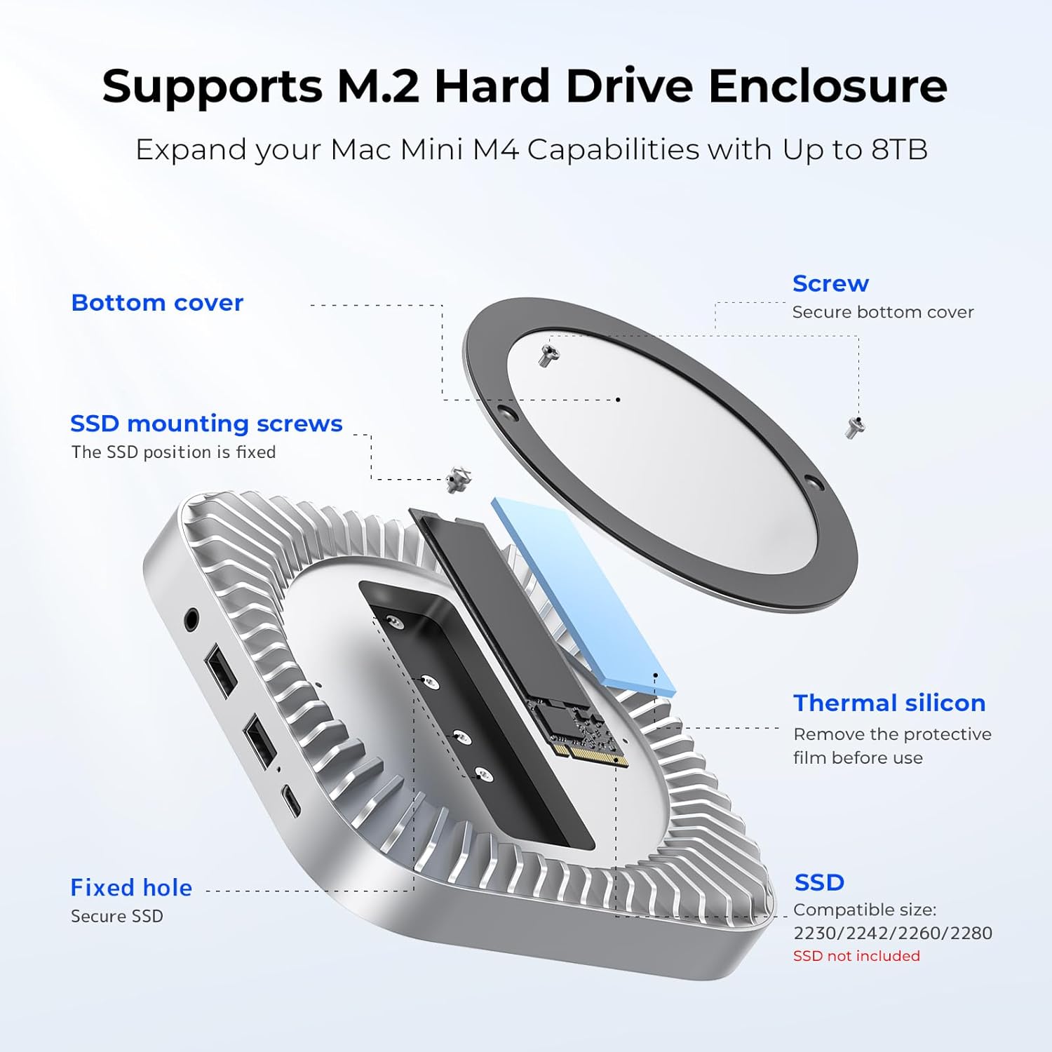 Thumbnail 3 de 40Gbps Mac Mini M4 Dock: Aluminium Hub & NVMe Enclosure for 2024 Mac Mini