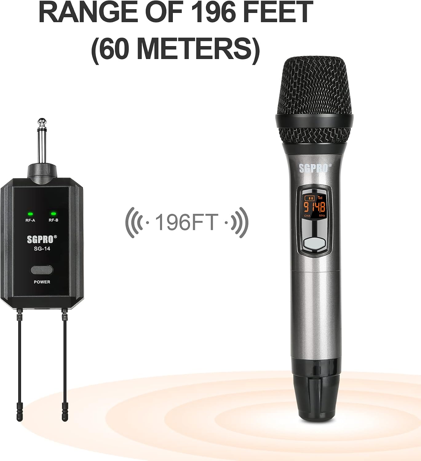 Thumbnail 4 de SGPRO SG-14 Dual Wireless Handheld Microphone Set with Compact Receiver