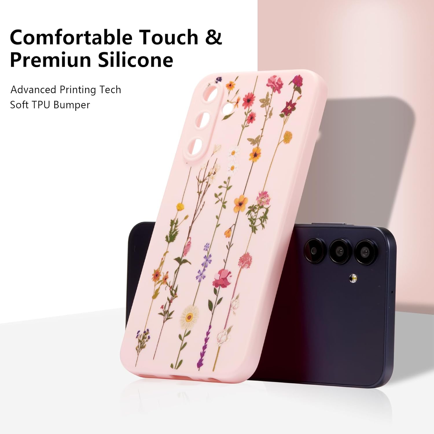 Thumbnail 1 de ZTOFERA compatible case for Samsung Galaxy A15 (4G/5G) – pink floral climbing flowers silicone bumper