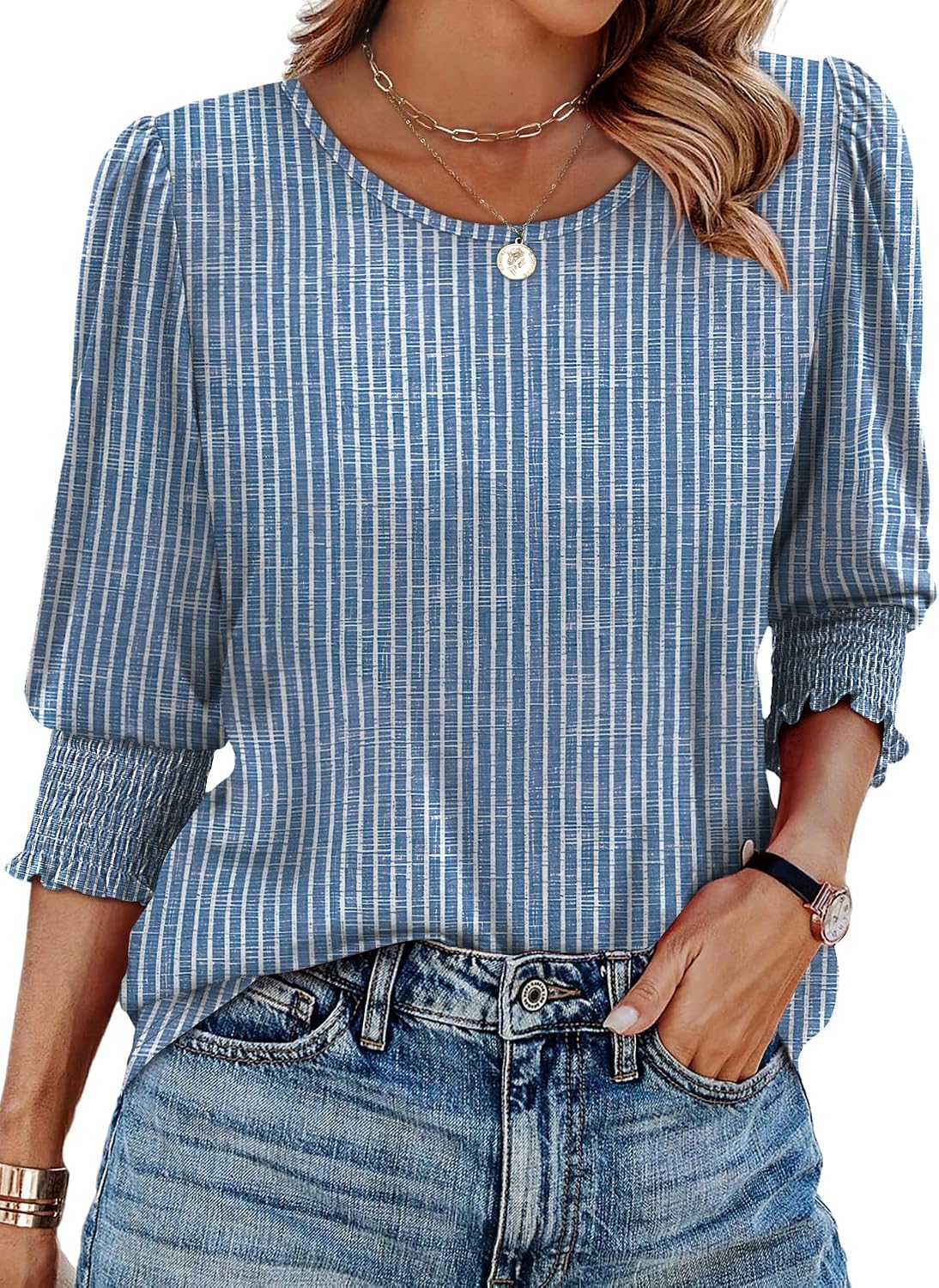 Detalle 2 de Aokosor 3/4 sleeve tunic tops for women