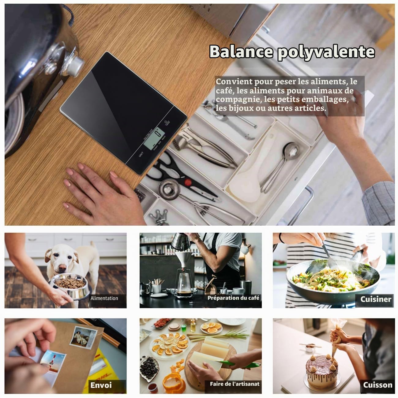 Thumbnail 6 de NUTRI FIT EK9159 digitale keukenweegschaal van gehard glas, 5 kg, 1 g