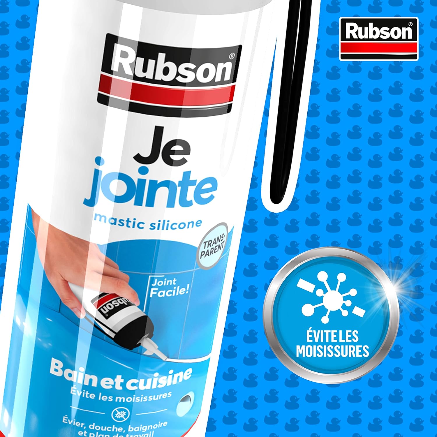 Detalle de Rubson Je Jointe Mastic Blanc 200 ml – mastic silicone étanche prêt à l’emploi pour joints sanitaires