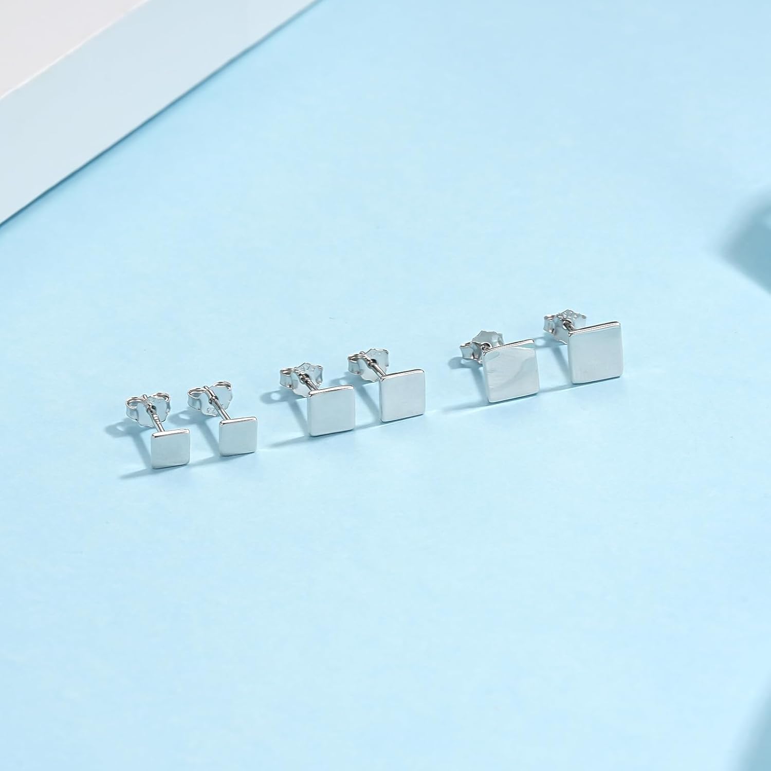 Thumbnail 2 de Cangall Ohrstecker Silber 925 Damen – 3 Paare, geometrische Dreiecke & Kreuze Ø4–6 mm