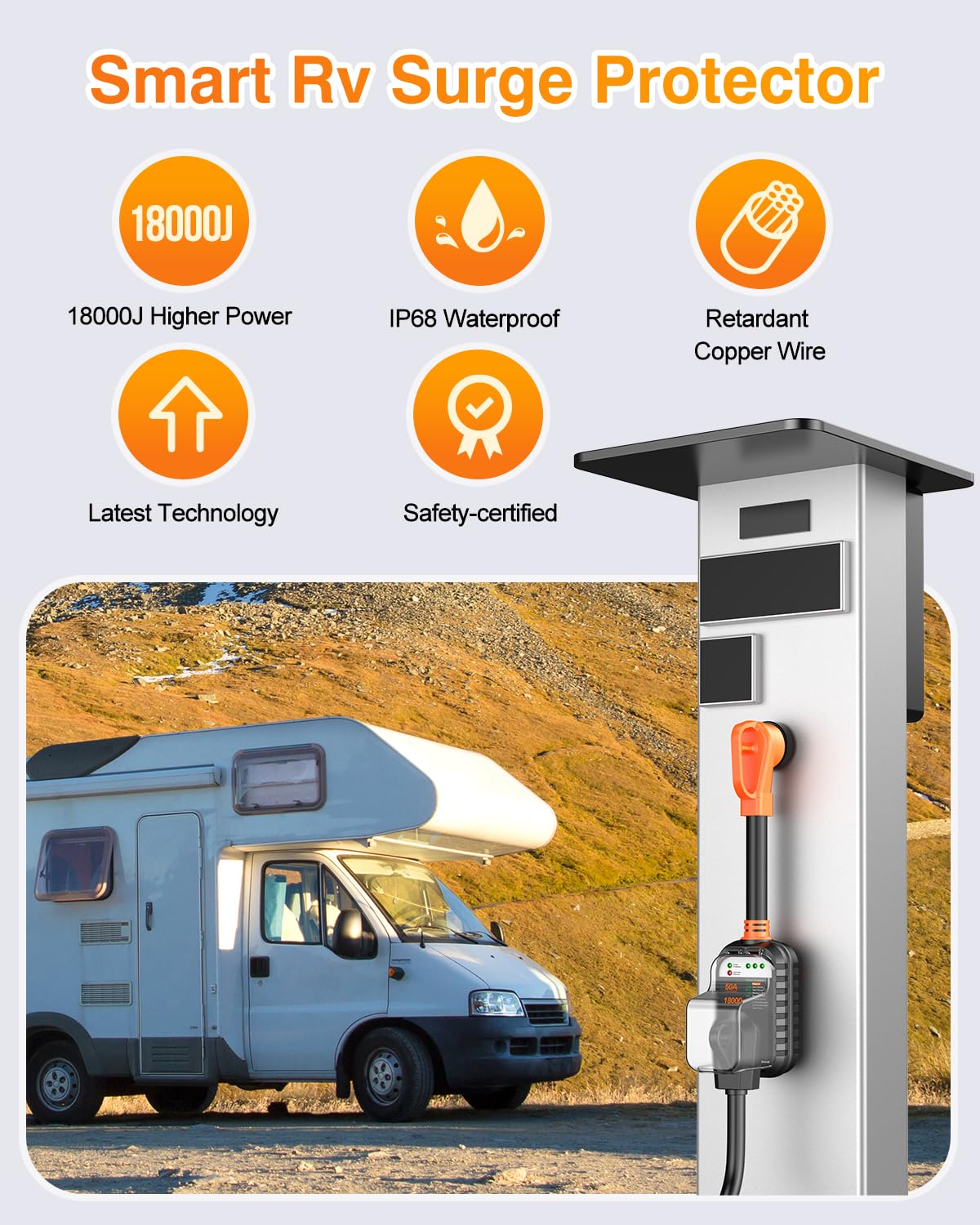 Thumbnail 6 de GEARGO 50A RV Surge Protector with 18000J, IP68 Waterproof, Plug-&-Play