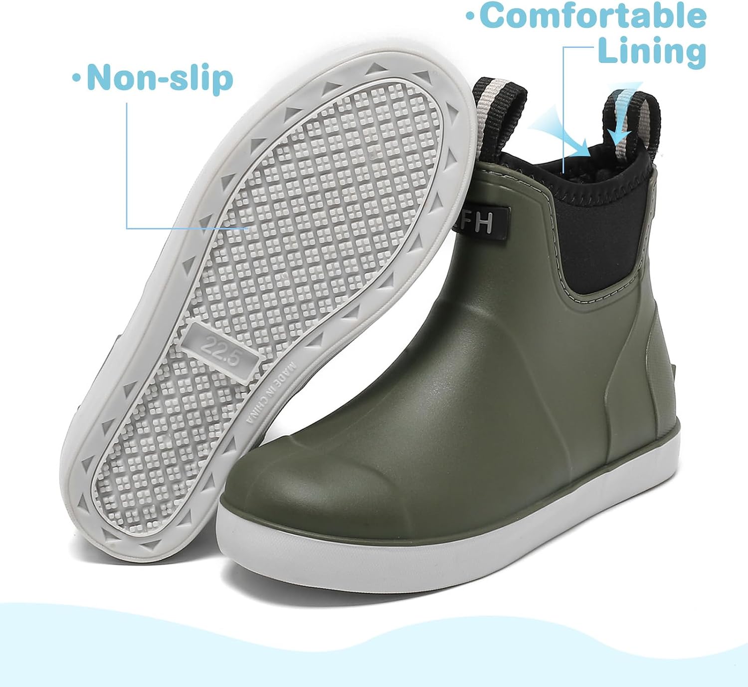 Detalle de Kids Waterproof Rubber Rain Boots, Ankle Chelsea Style with Anti-Slip Traction