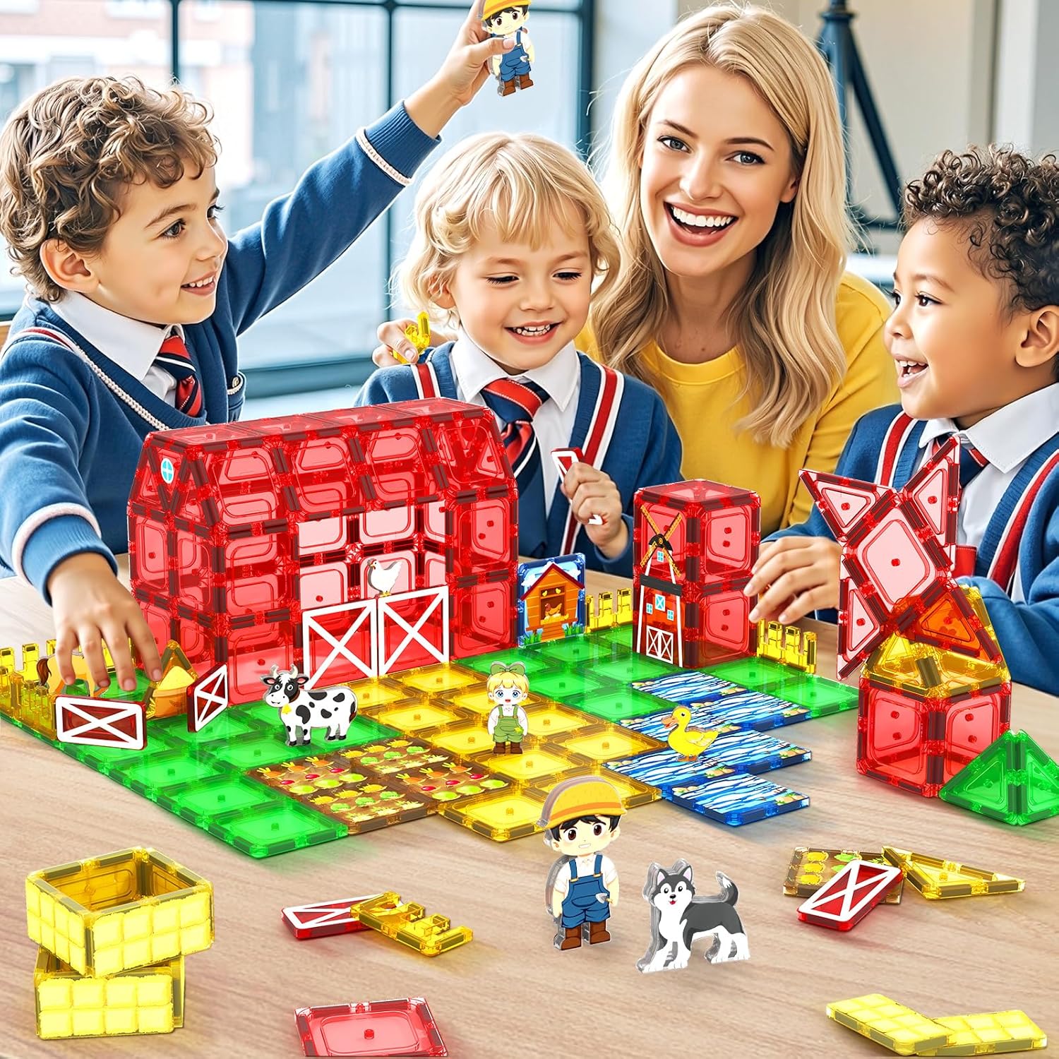 Thumbnail 4 de IGIVI Farm Animals Magnetic Tiles: STEM Builder Toy for 3+ Kids