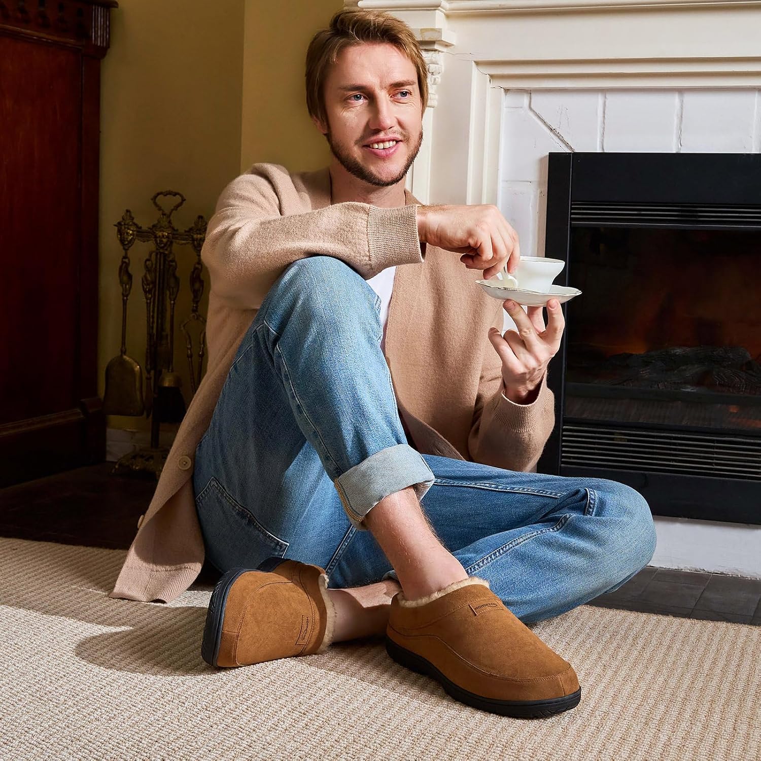 Thumbnail 2 de HomeTop Men’s Moccasin Slippers with Memory Foam & Non-slip TPR Sole