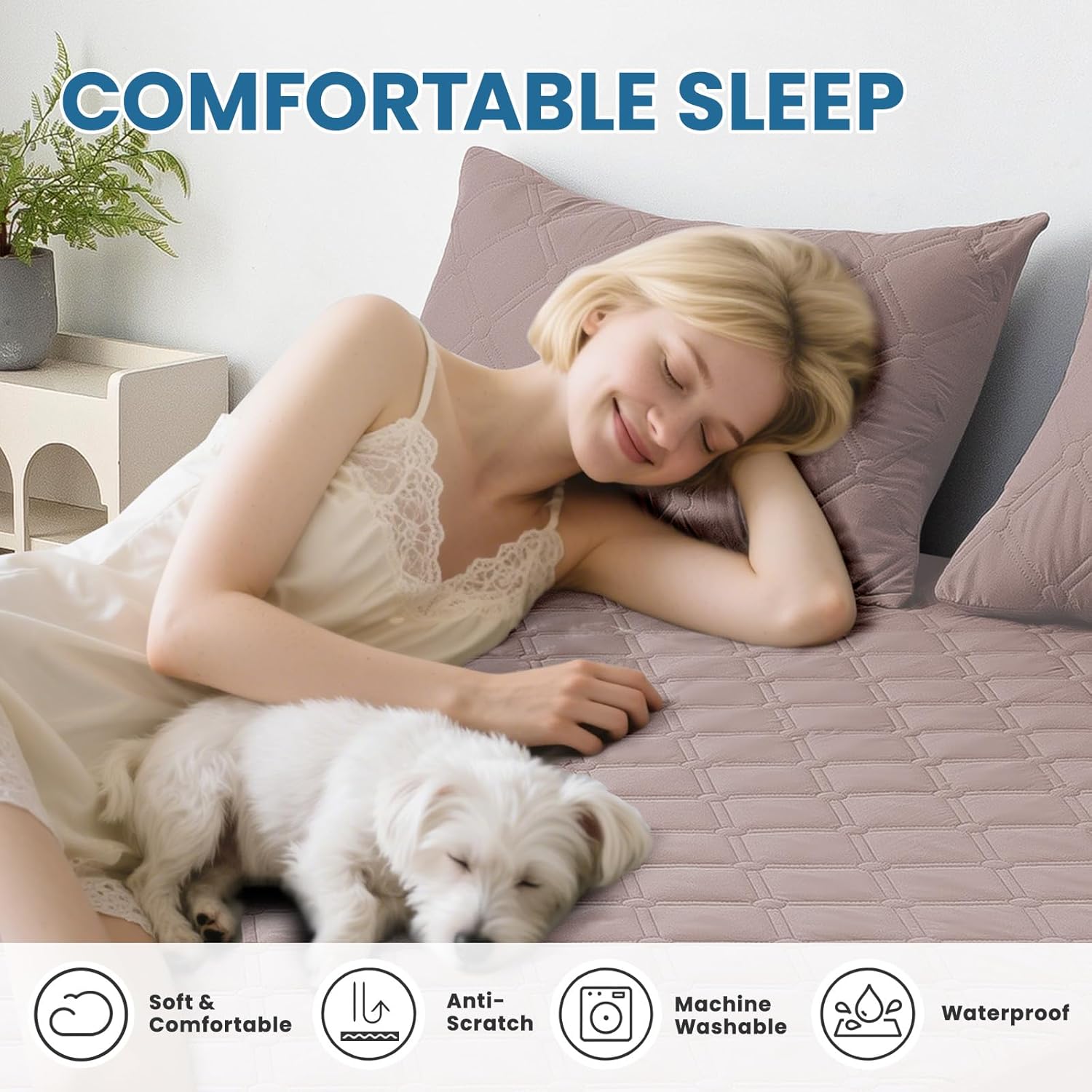 Thumbnail 6 de Ystyle protège-matelas imperméable 140x200 cm anti-acariens (jusqu’à 30 cm), matelassé lavable rose