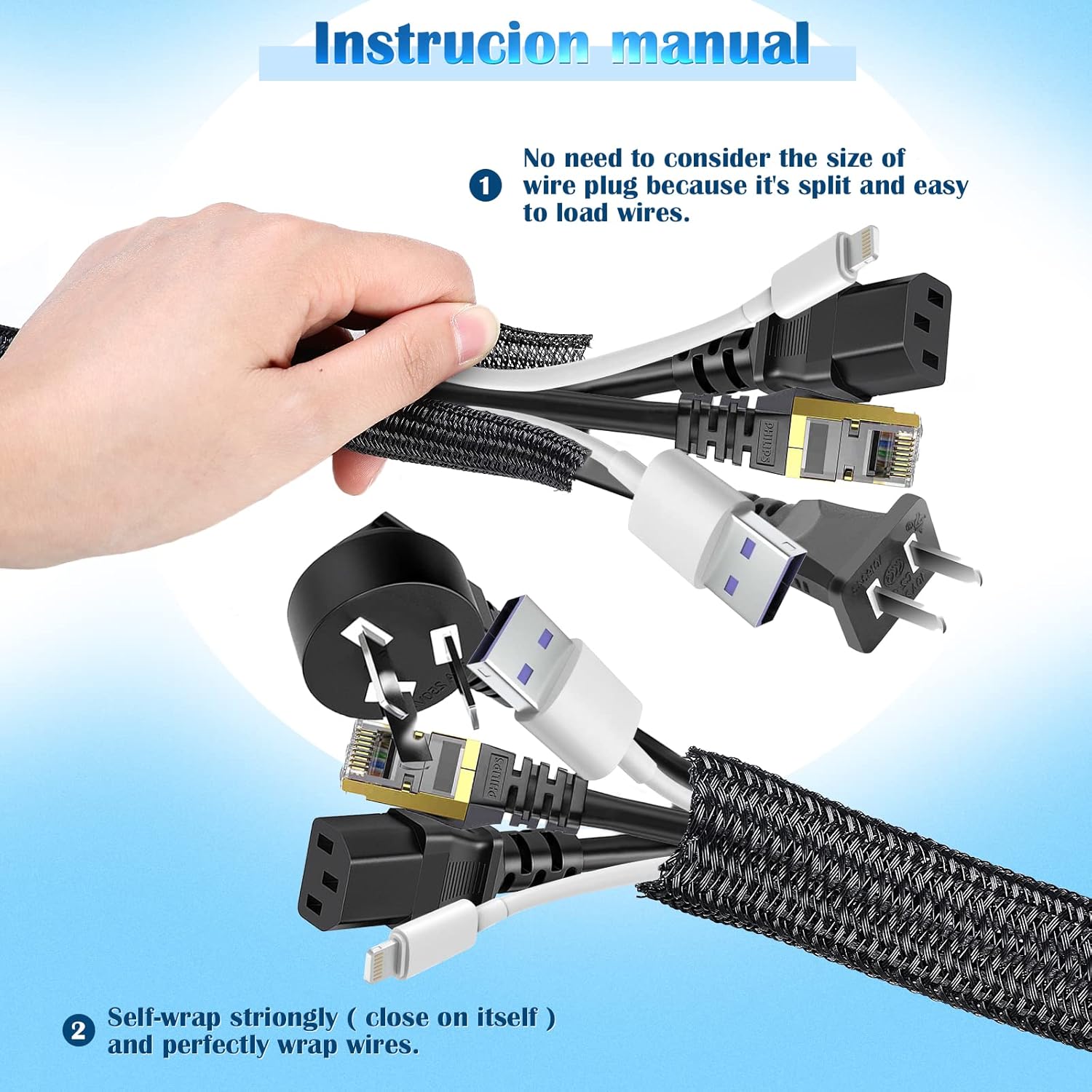 Thumbnail 2 de Romon 6M Guaina Cavi Intrecciata 13-20mm con chiusura automatica per TV, PC e ufficio (tagliabile) – Nero