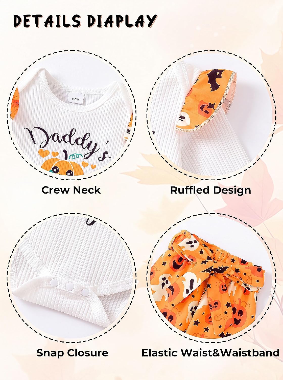 Detalle 1 de AMAWMW 202301 Baby Girl Outfit with Ruffle Romper and Camouflage Pants