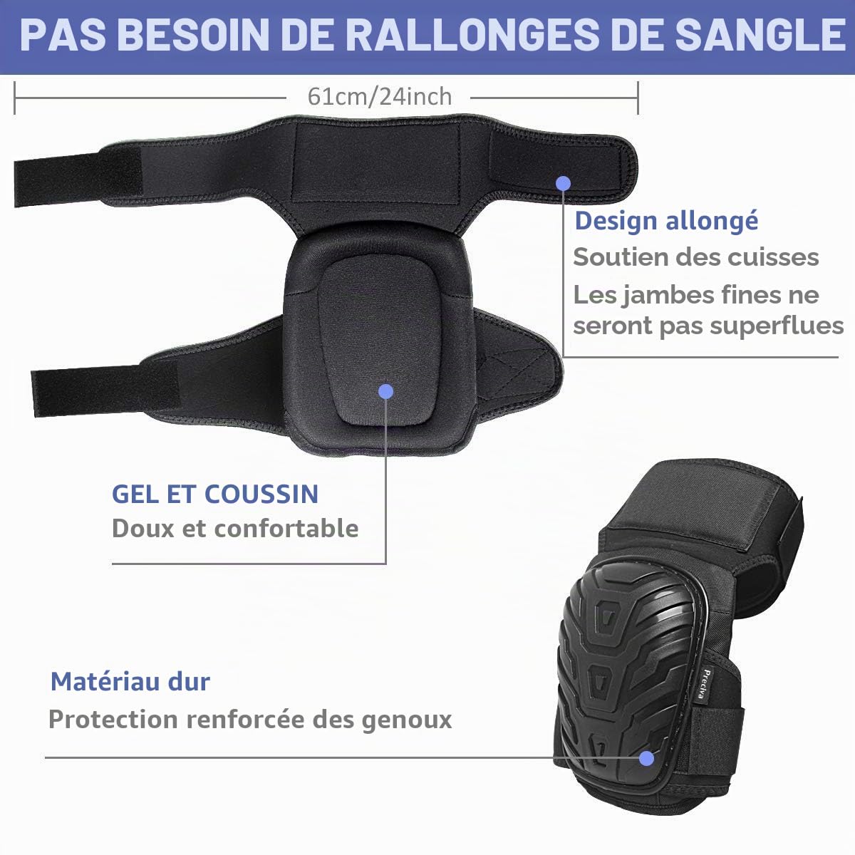 Thumbnail 1 de Preciva Genouillères Professionnelles Heavy Duty avec Gel et Mousse EVA – Confort et Protection pour la Construction