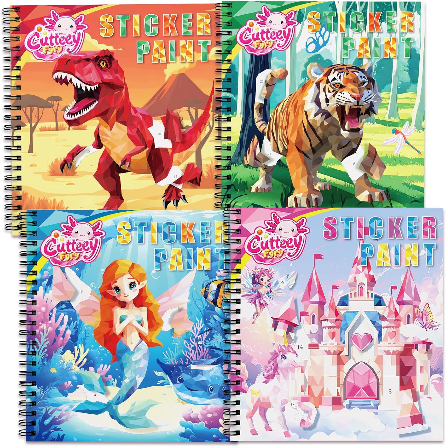 Detalle de CutteeyFyry Stickerbuch Set für Kinder 3–8 Jahre – 4 themenbasierte Stickerbücher mit Geschichten