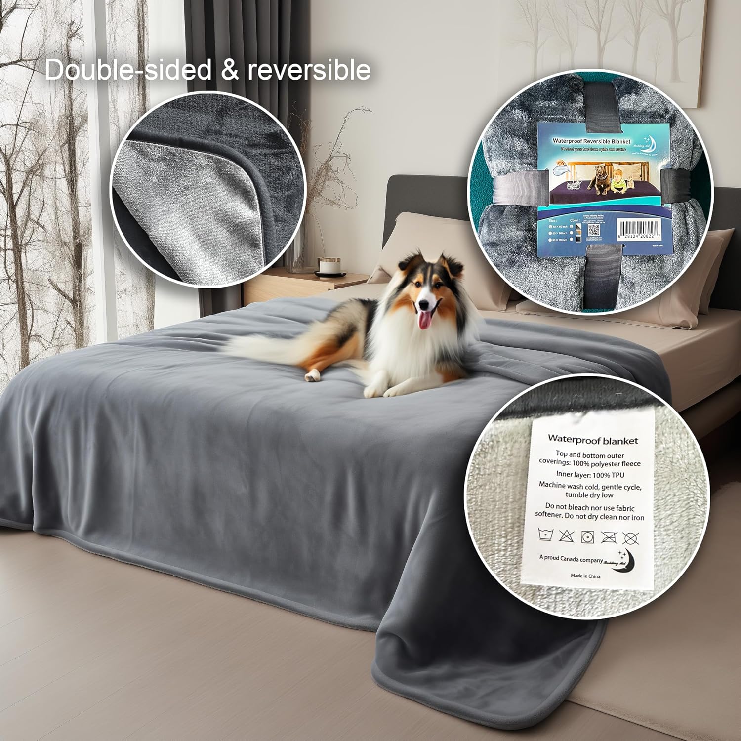 Thumbnail 6 de Bedding Aid Waterproof Reversible Blanket 203x229 cm