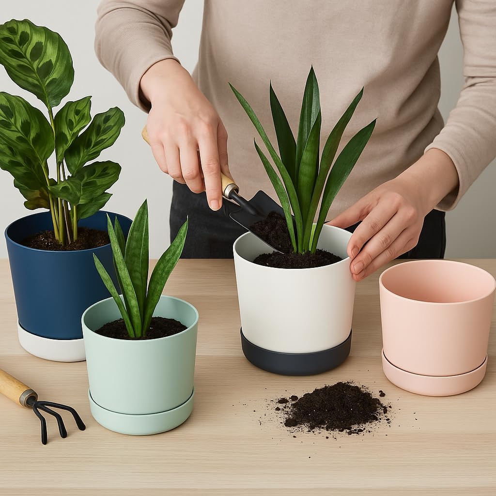Thumbnail 6 de Home Garden Ornaments Plant Pots Indoor – 15 cm Pink with Drainage & Saucer