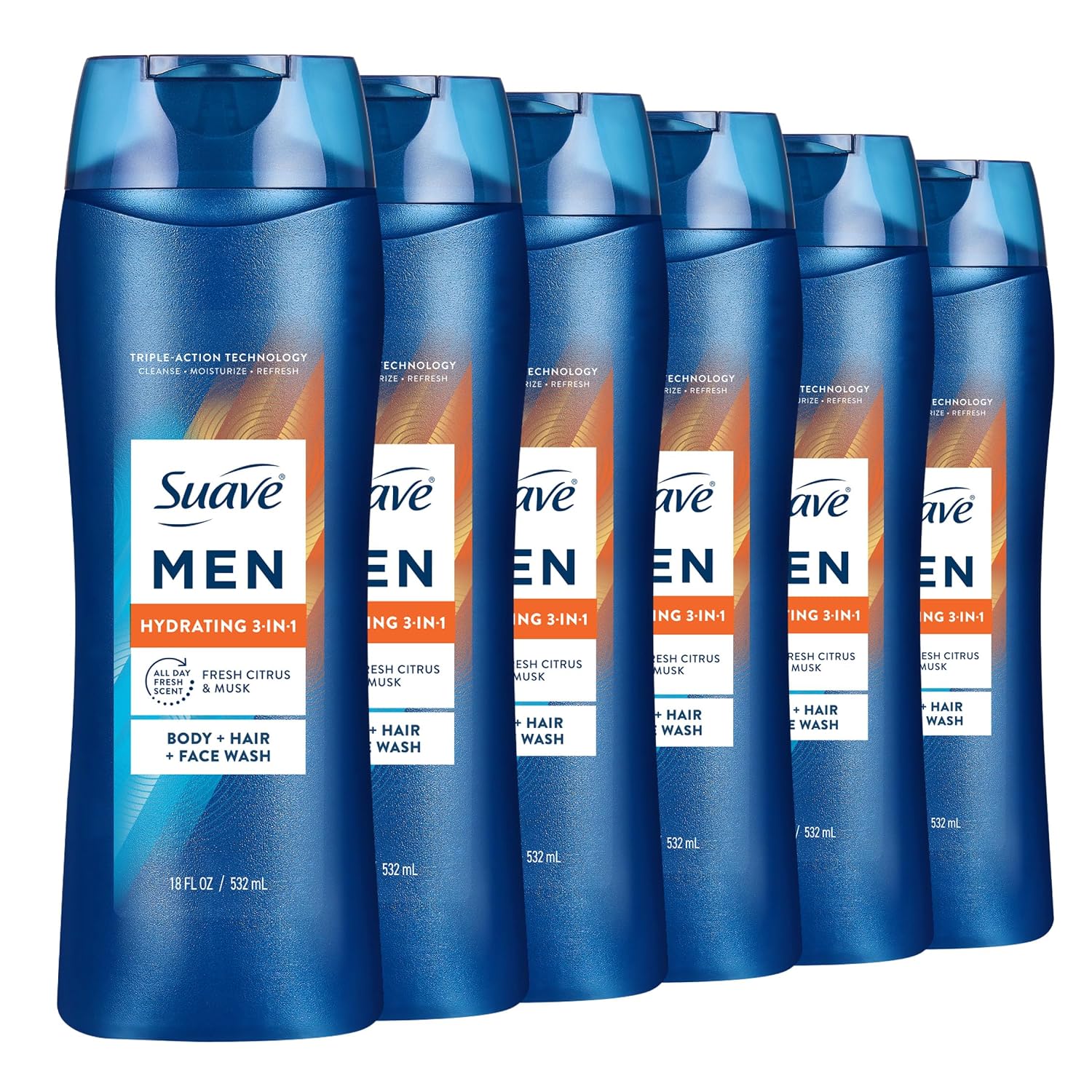 Detalle de Suave Men Hydrating 3-in-1 Body, Hair & Face Wash, 18 fl oz, 6 Count