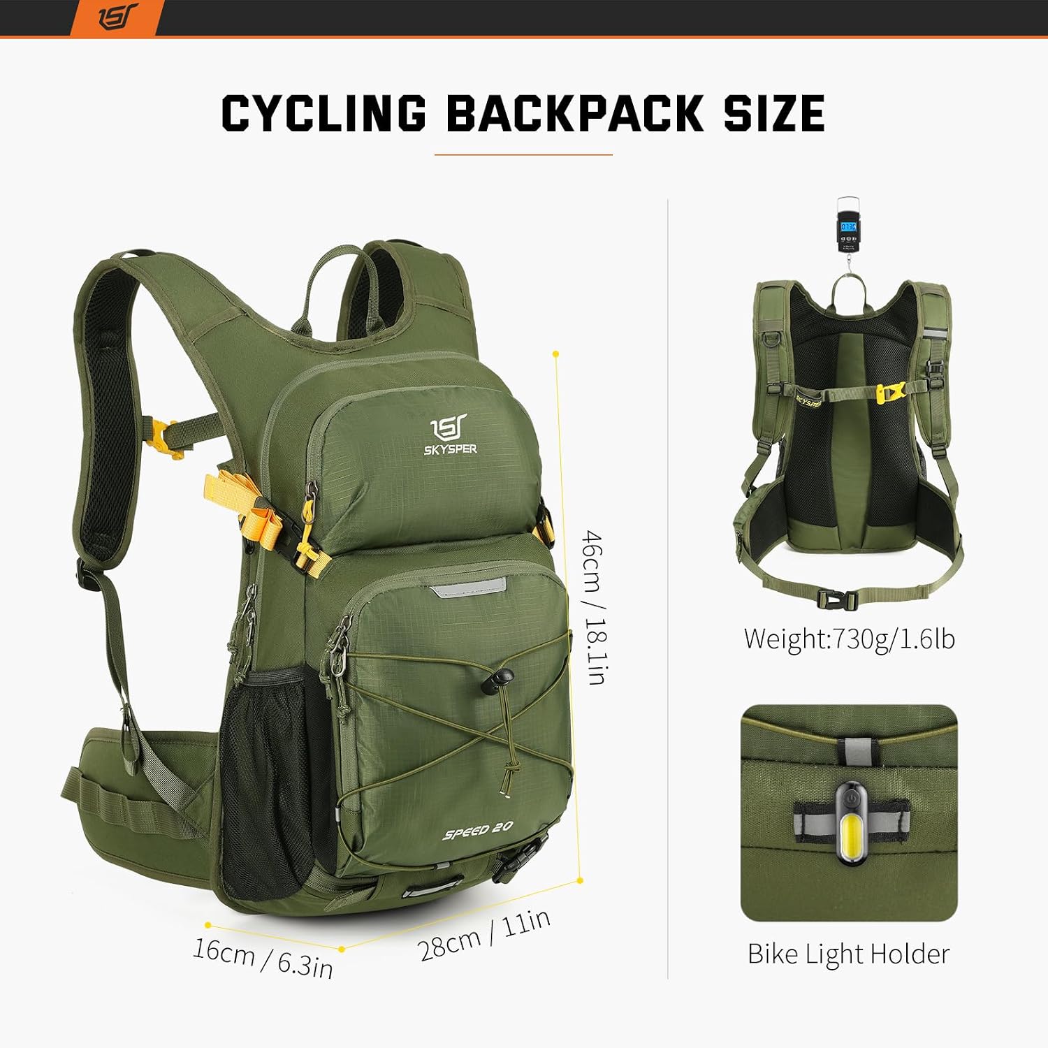 Detalle de SKYSPER Cycling Backpack 20L: Lightweight, versatile daypack for biking and outdoor adventures