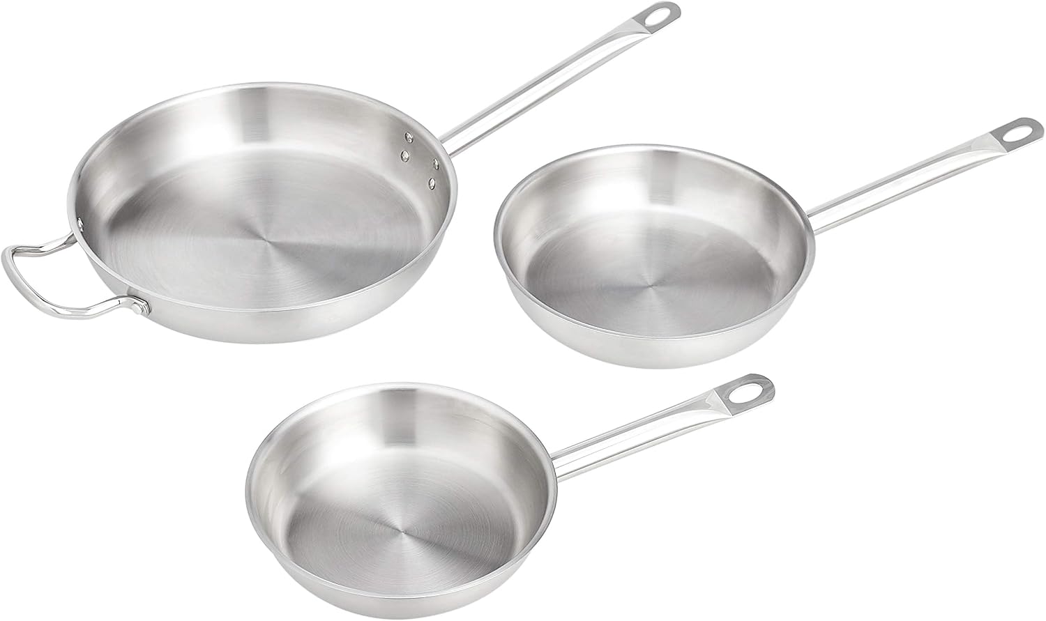 Detalle de Amazon Basics 20, 24 and 30 cm frying pan set