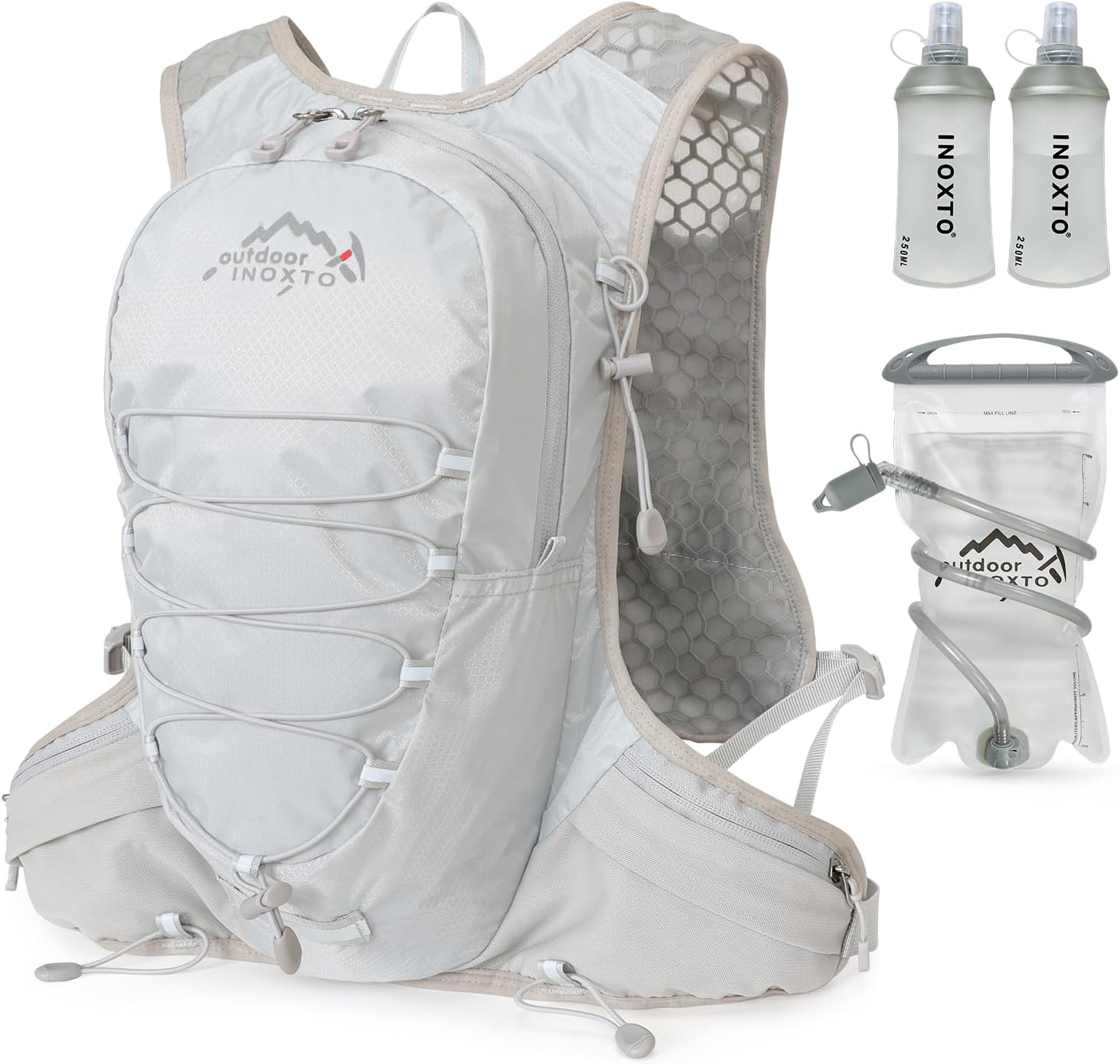 INOXTO Sport Wasserbeutel Weste mit 1,5 l Trinkblase – Unisex Outdoor-Weste für Running, Wandern und Radfahren