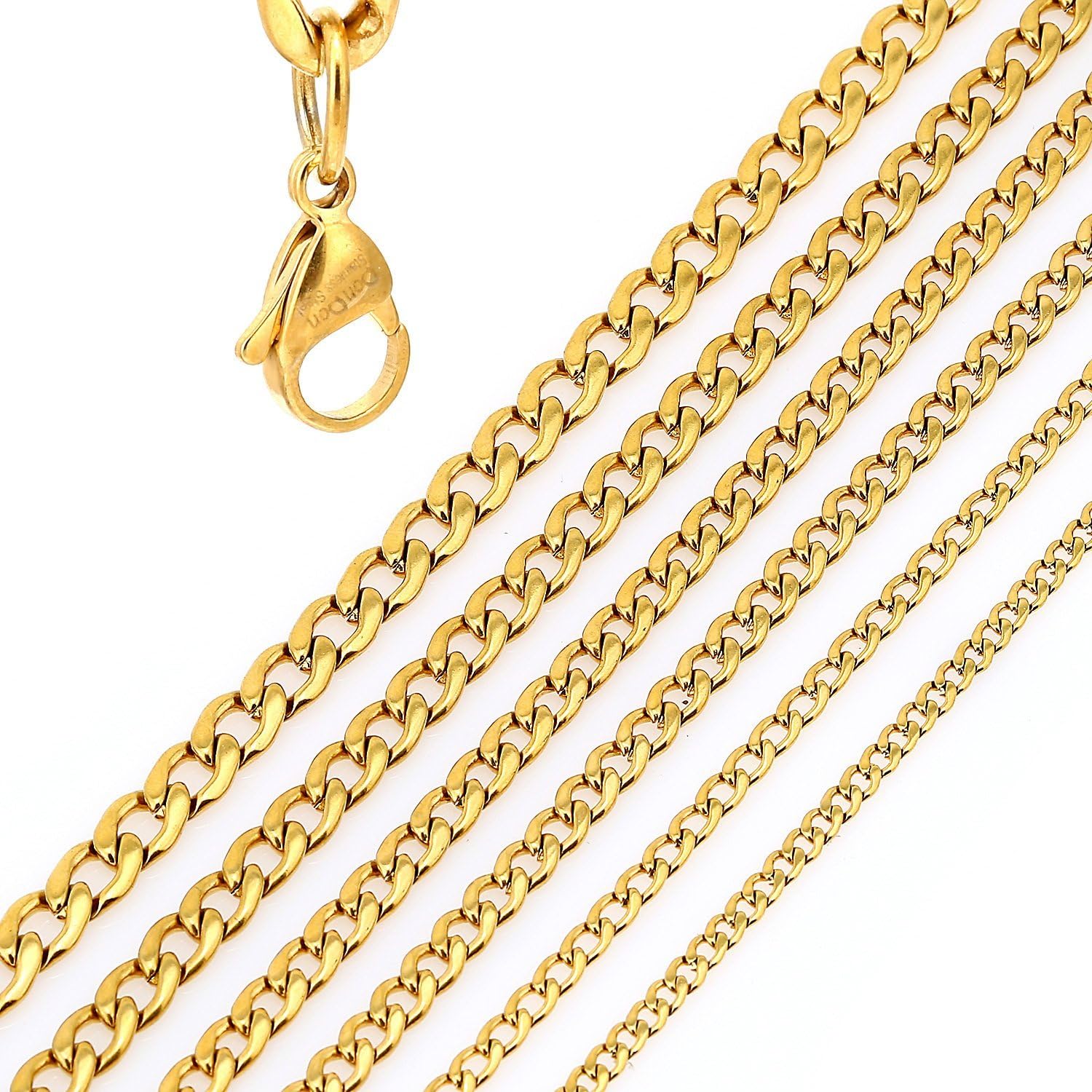 Detalle de DonDon Collana Uomo Acciaio Inox 316L oro 50 cm