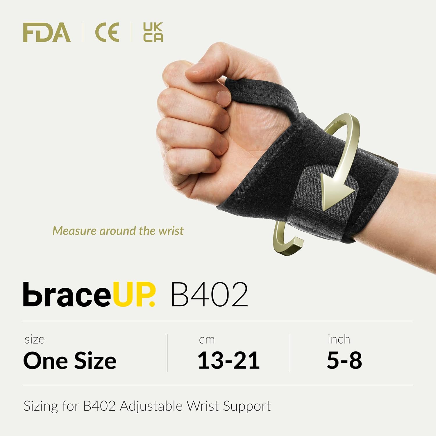 Detalle 2 de BraceUP B402012 Adjustable Wrist Wraps, 2-Pack, Black Neoprene