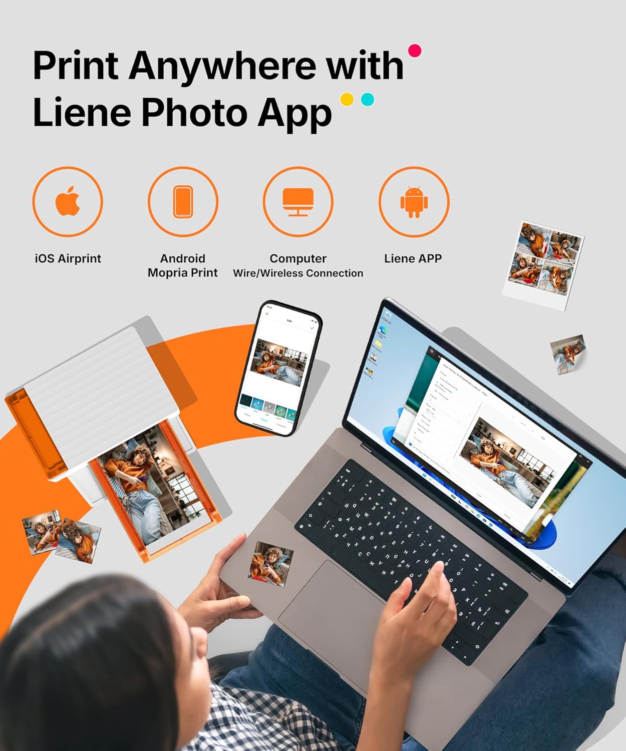 Thumbnail 6 de Liene Amber M110 Bluetooth Photo Printer 80-sheet bundle