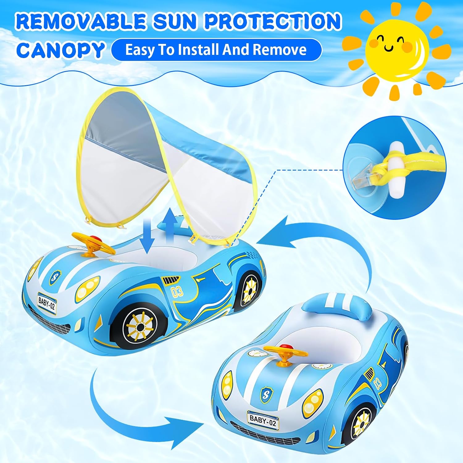 Thumbnail 3 de Flotador Bebe Ninonly con Sombrilla: seguridad y diversión en el agua para niños de 3 a 36 meses