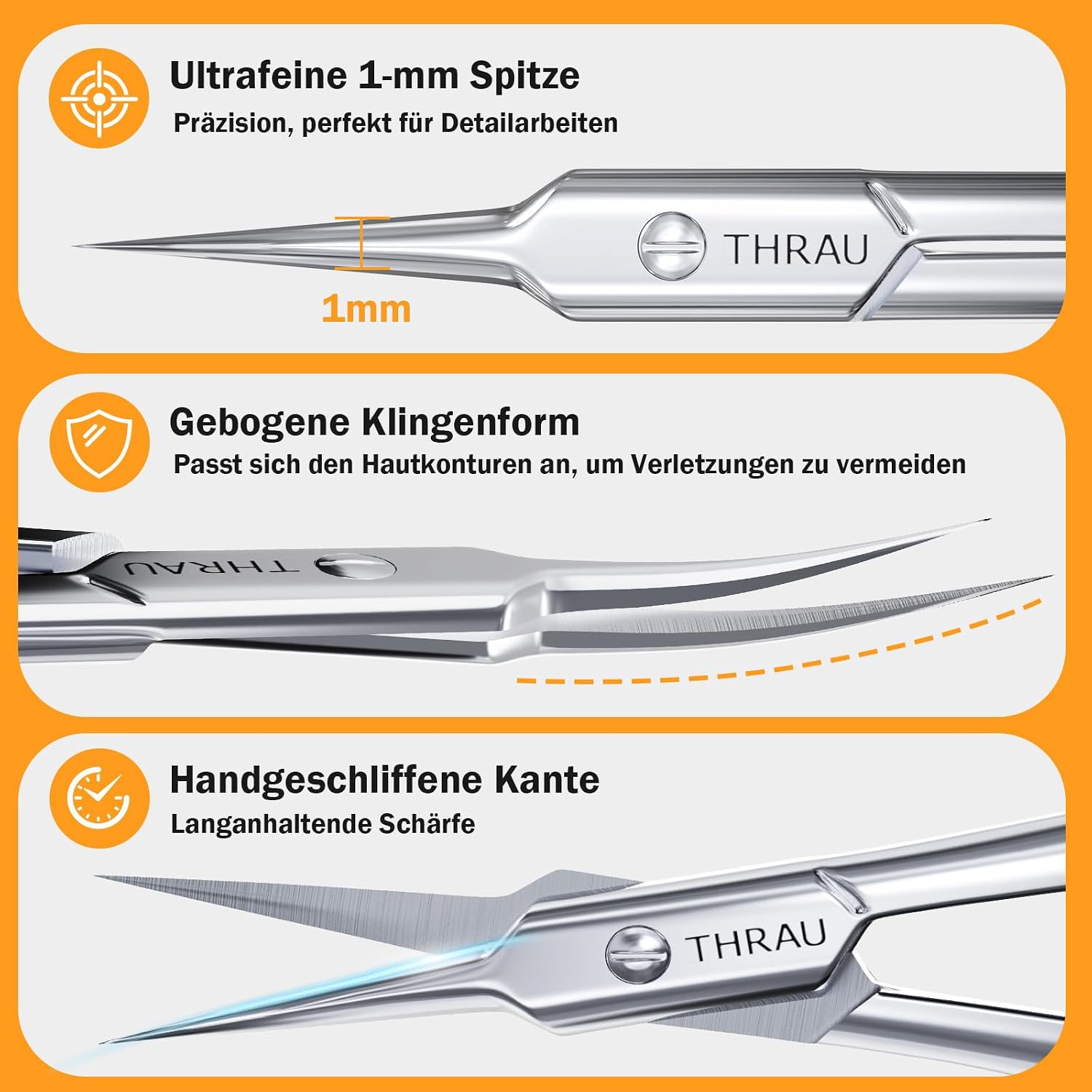 Thumbnail 3 de THRAU Nagelhautschere Präzise Edelstahl 3,7 Zoll