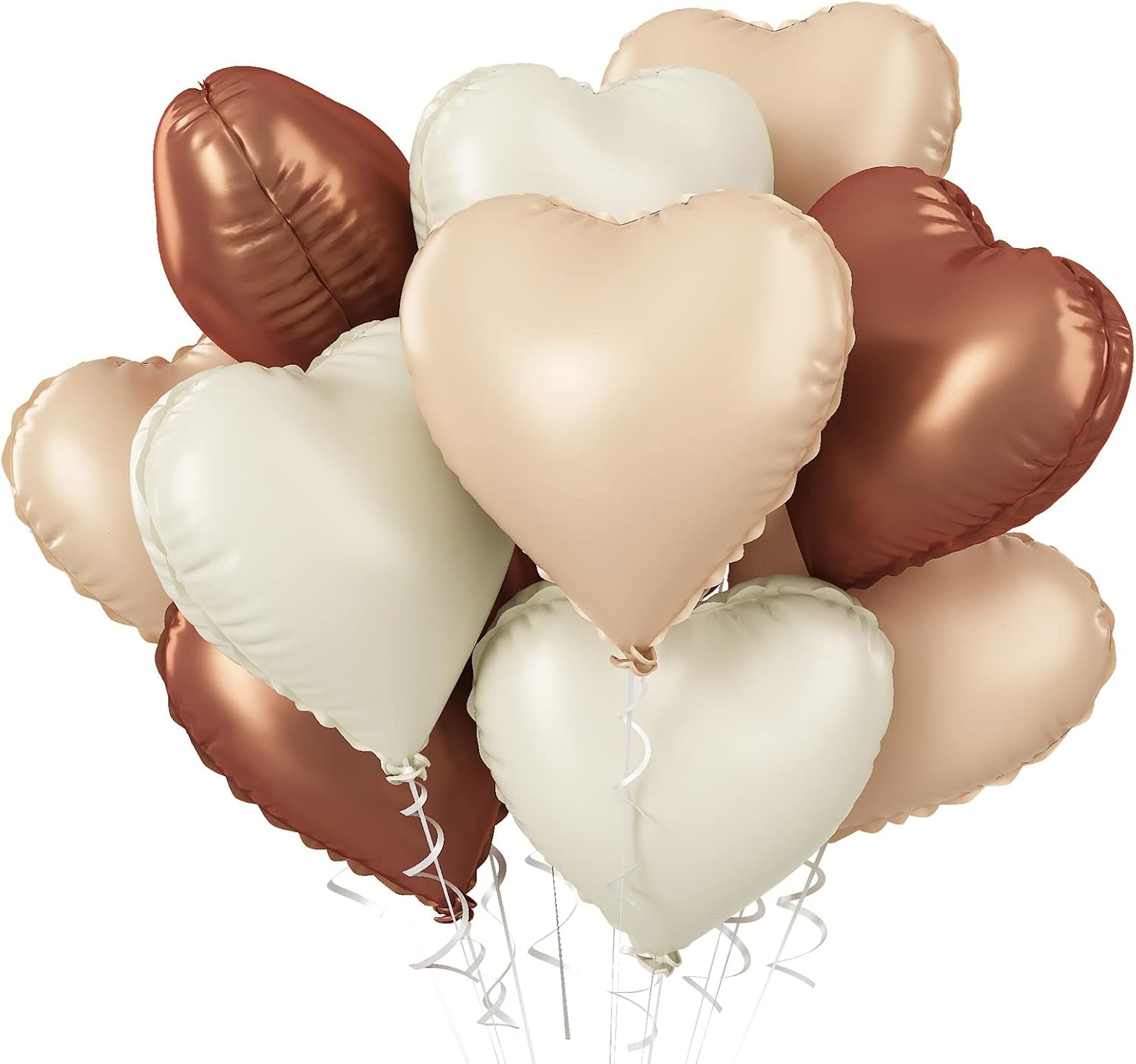 Detalle de Biapian Brown Apricot Heart Foil Balloons, 10-Pack, 18-Inch Neutral Colors