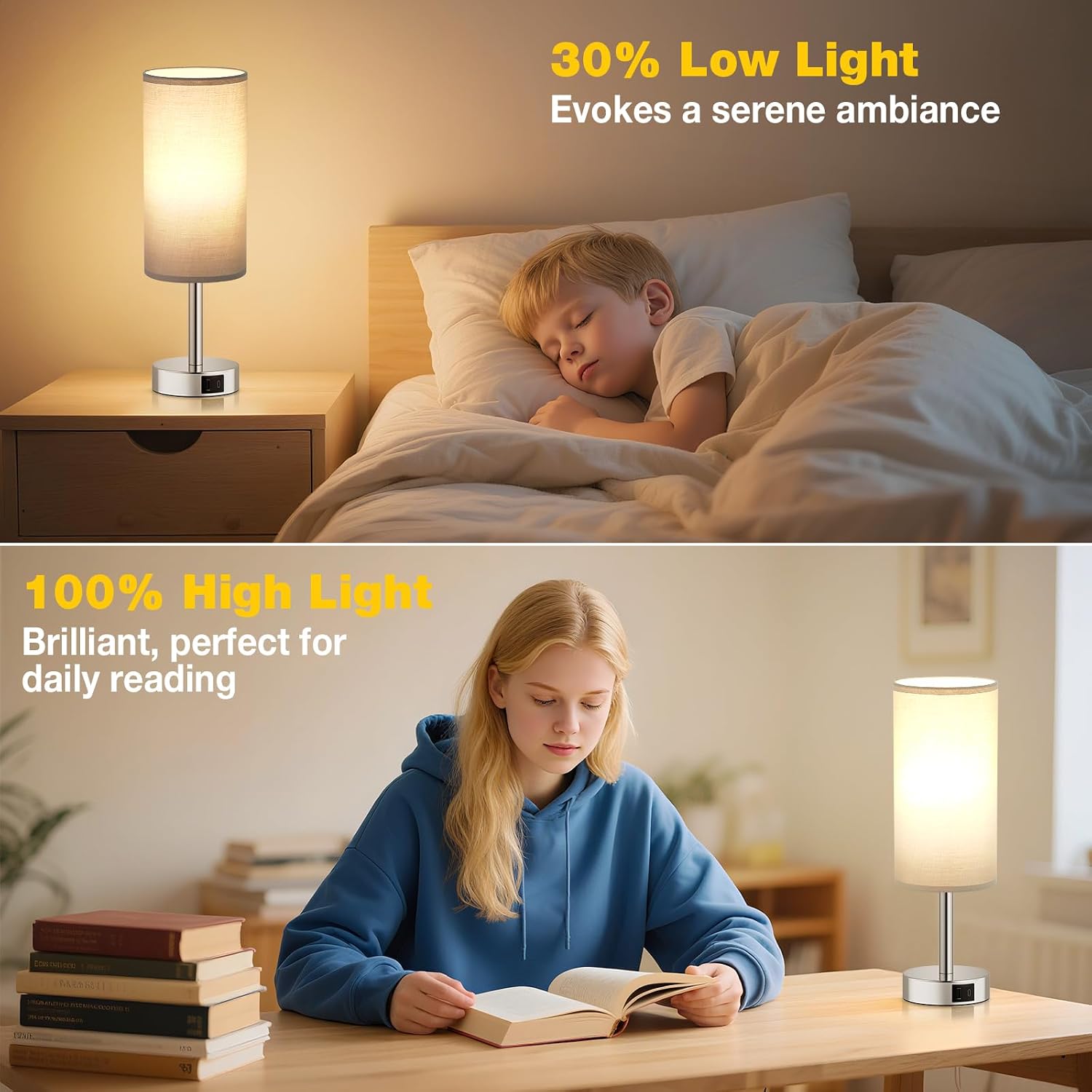 Thumbnail 5 de Aooshine Bedside Lamp 2 USB, 3‑way touch control 🛋