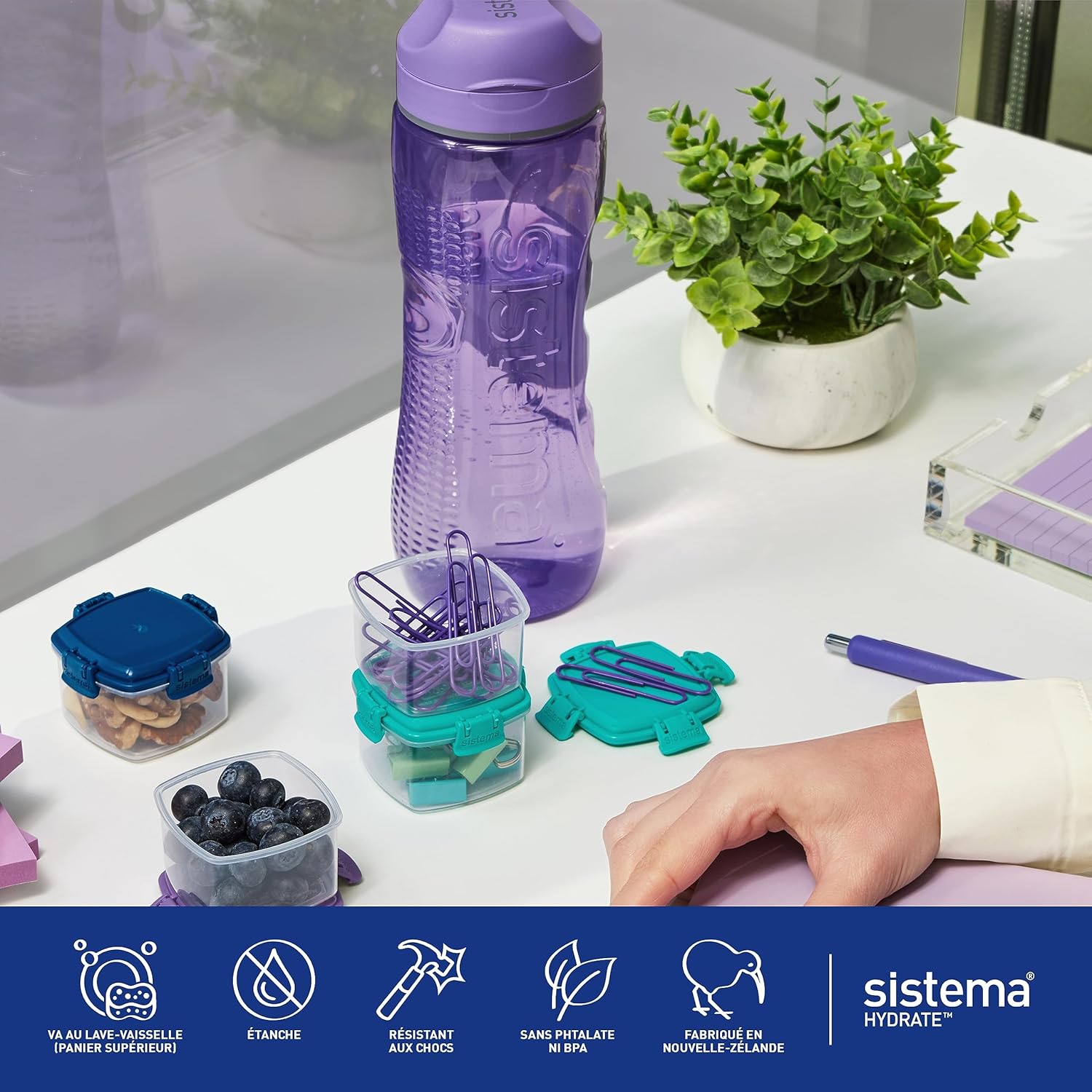 Thumbnail 4 de Système Hydrate Tritan Active – Bouteille d'eau 800 ml, lot de 2, sans BPA (Ocean Blue & Minty Teal)