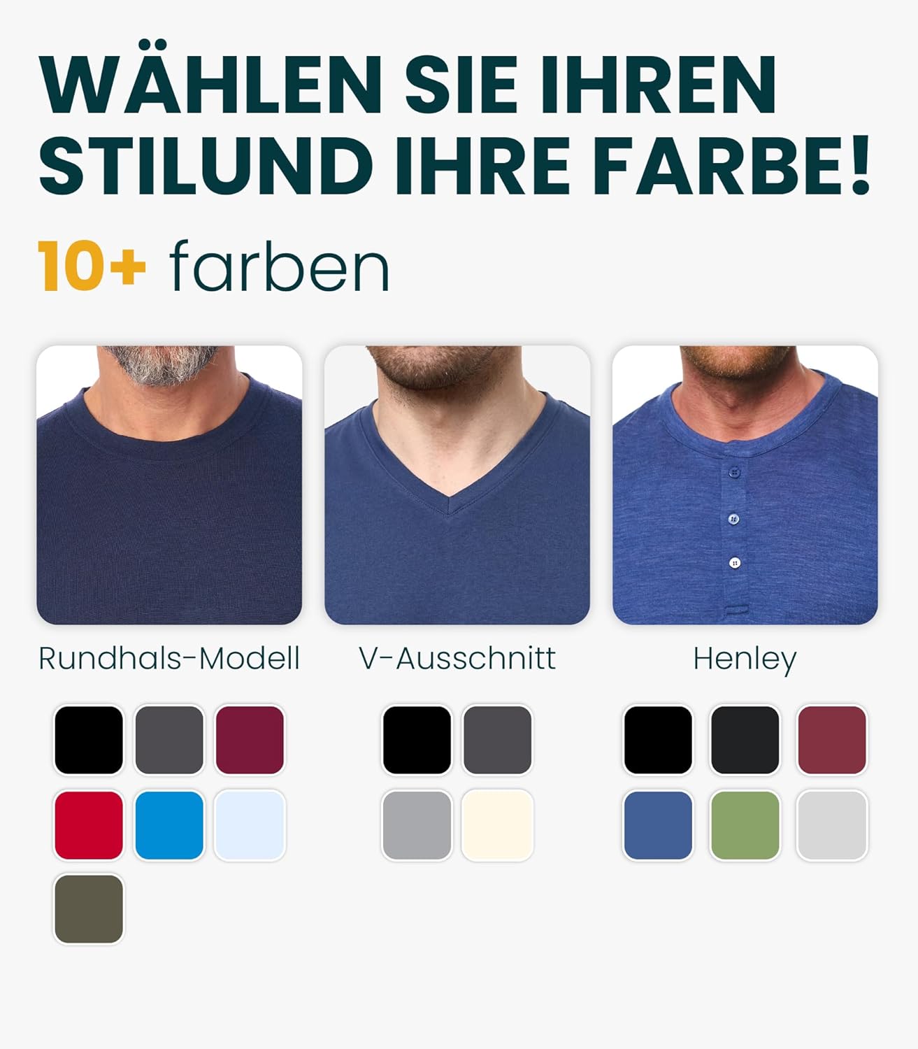 Thumbnail 2 de 100% Merino Wolle Herren T‑Shirt – Leichtes, atmungsaktives Merino-Unterhemd für Sport und Alltag