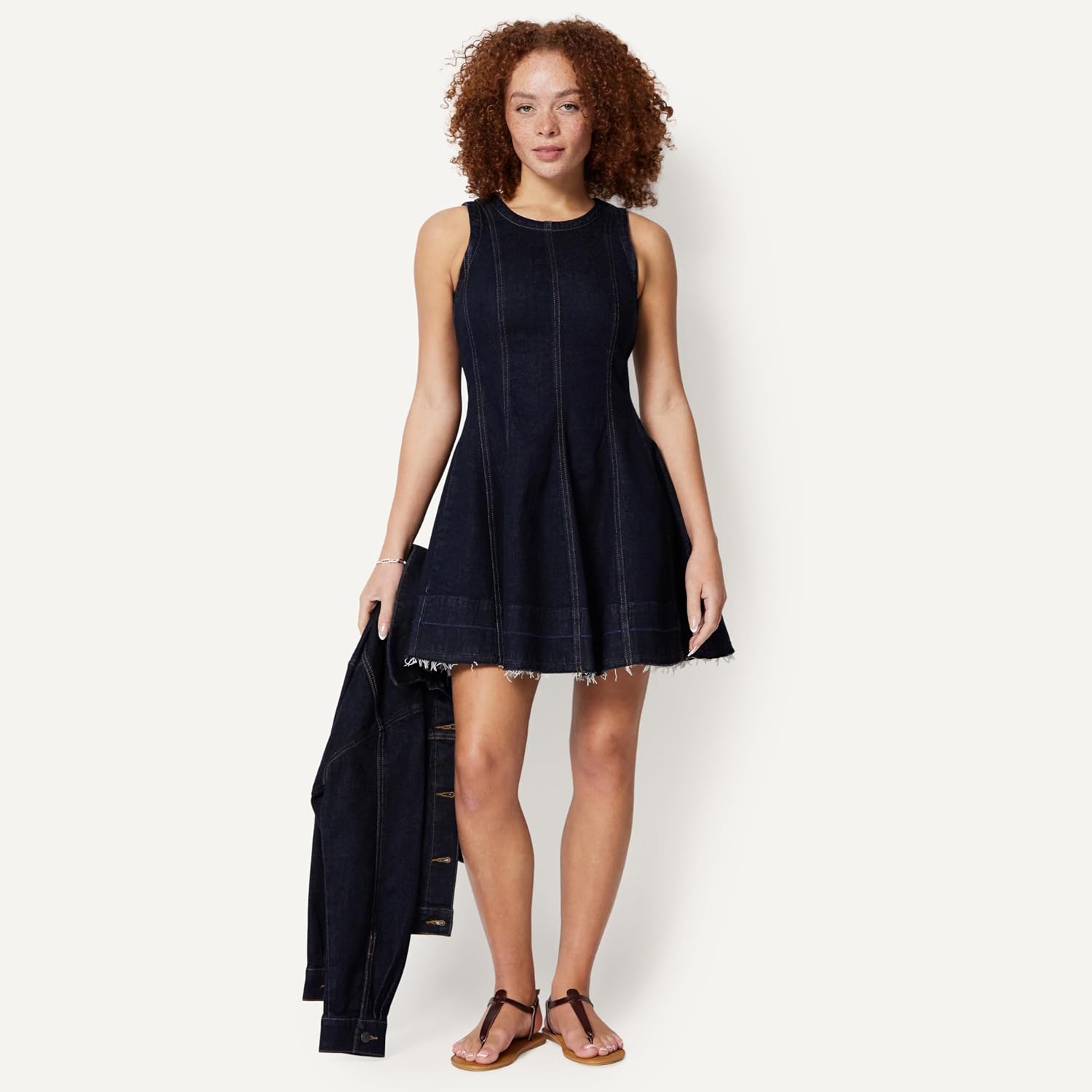 Detalle de Amazon Essentials Damen Fit & Flare Denim Minikleid