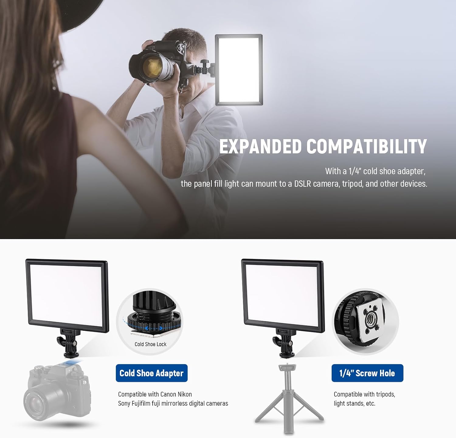 Detalle de NEEWER NL-116AI 9-Inch LED Video Light Panel, USB-C, 3200K–5600K