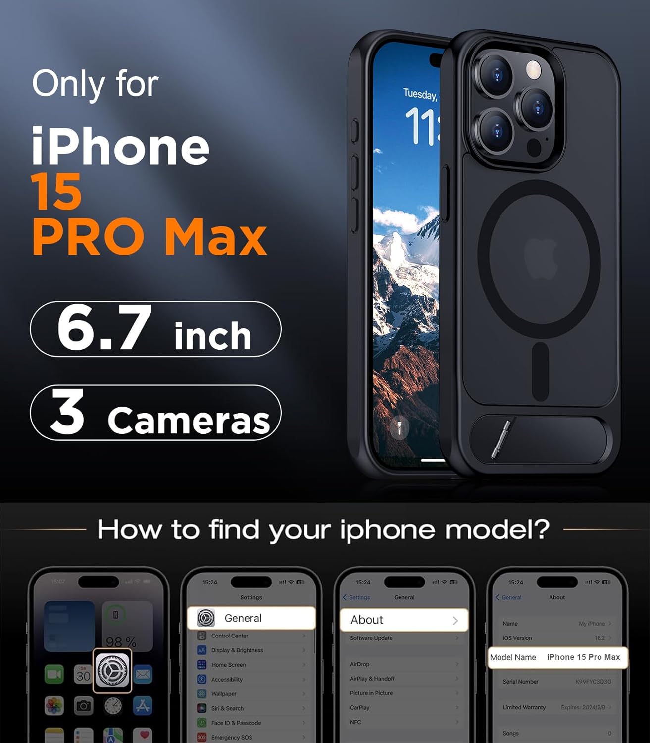 Thumbnail 1 de Temdan iPhone 15 Pro Max MagSafe case 6.7"