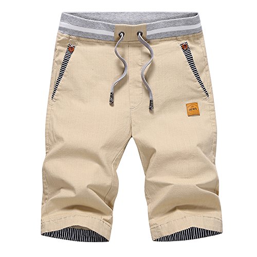 Thumbnail 2 de ZOXOZ Pantalón Corto Hombre Algodón Verano con Cordón y Bolsillos, Caqui L