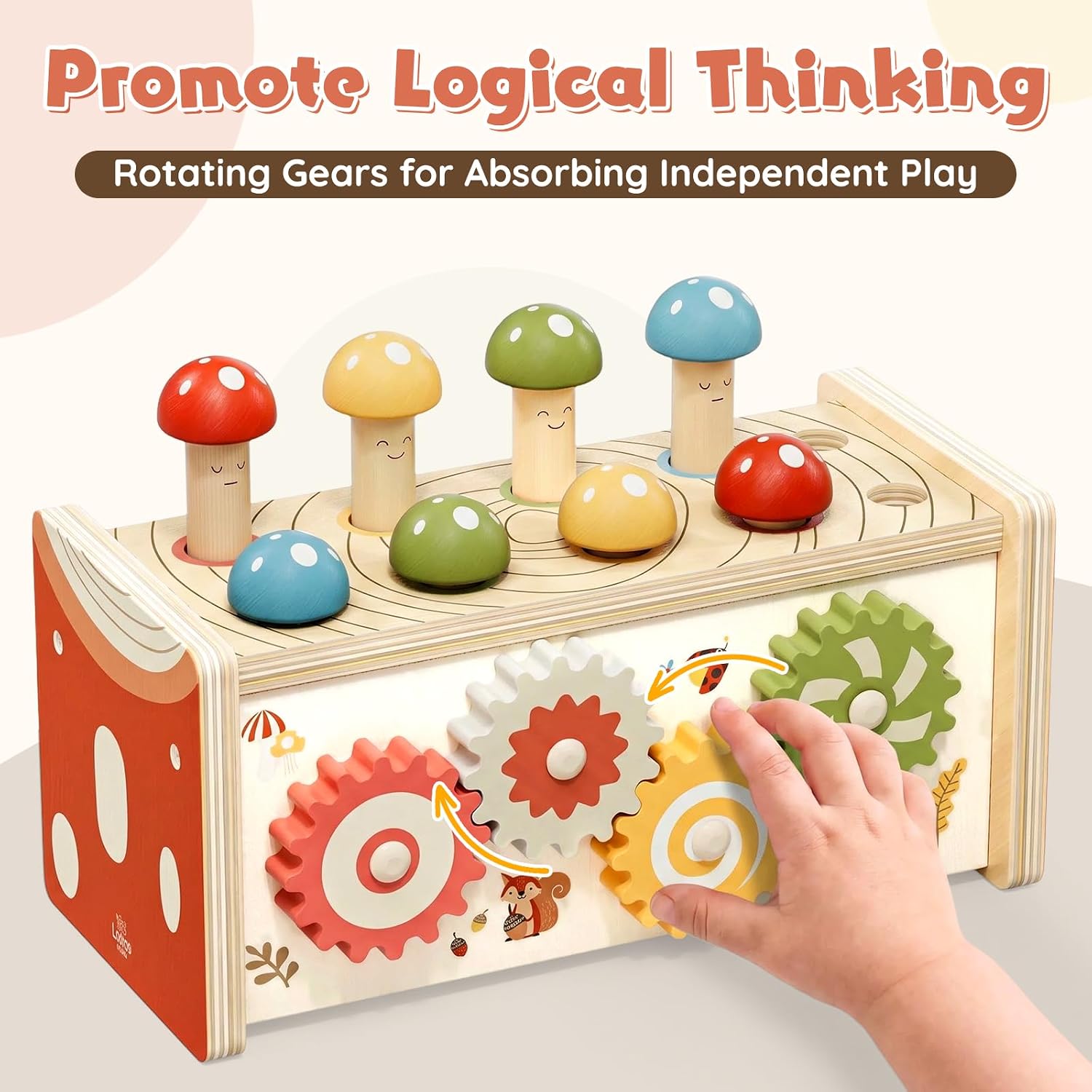 Detalle 1 de Lehoo Castle Montessori Pounding Toy, Mushroom Design