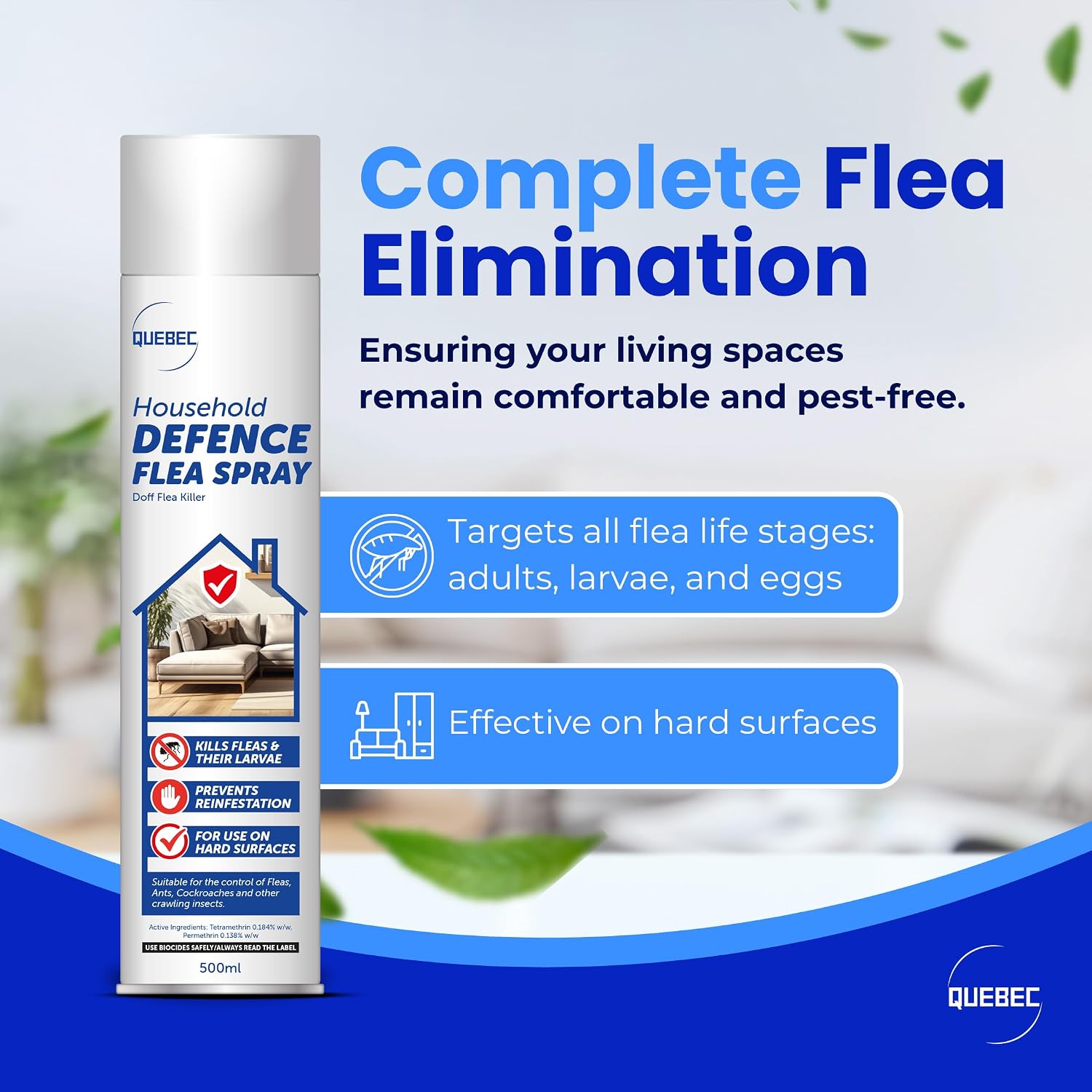 Thumbnail 2 de Quebec Household Flea Spray for the Home – Powerful Indoor Flea & Pest Control (500ML)