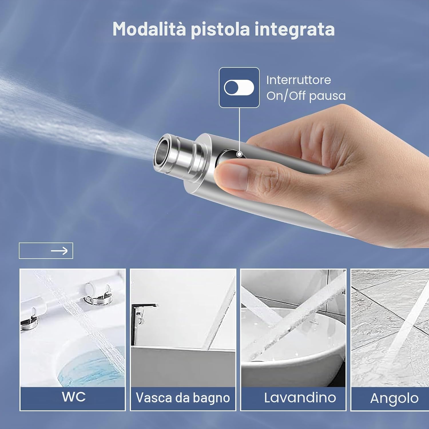 Thumbnail 5 de Soffione Doccia con 2 Filtri + Doccino SURFOU, tubo 1,5 m, 10 modalità spray e doccetta alta pressione