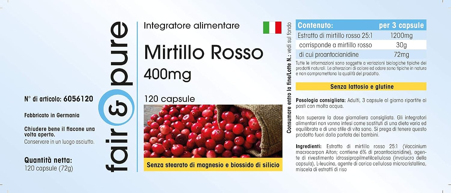 Detalle 2 de Fair & Pure Cranberry Extrakt 1200 mg pro Tagesdosis — 120 Kapseln, vegan, hergestellt in Deutschland
